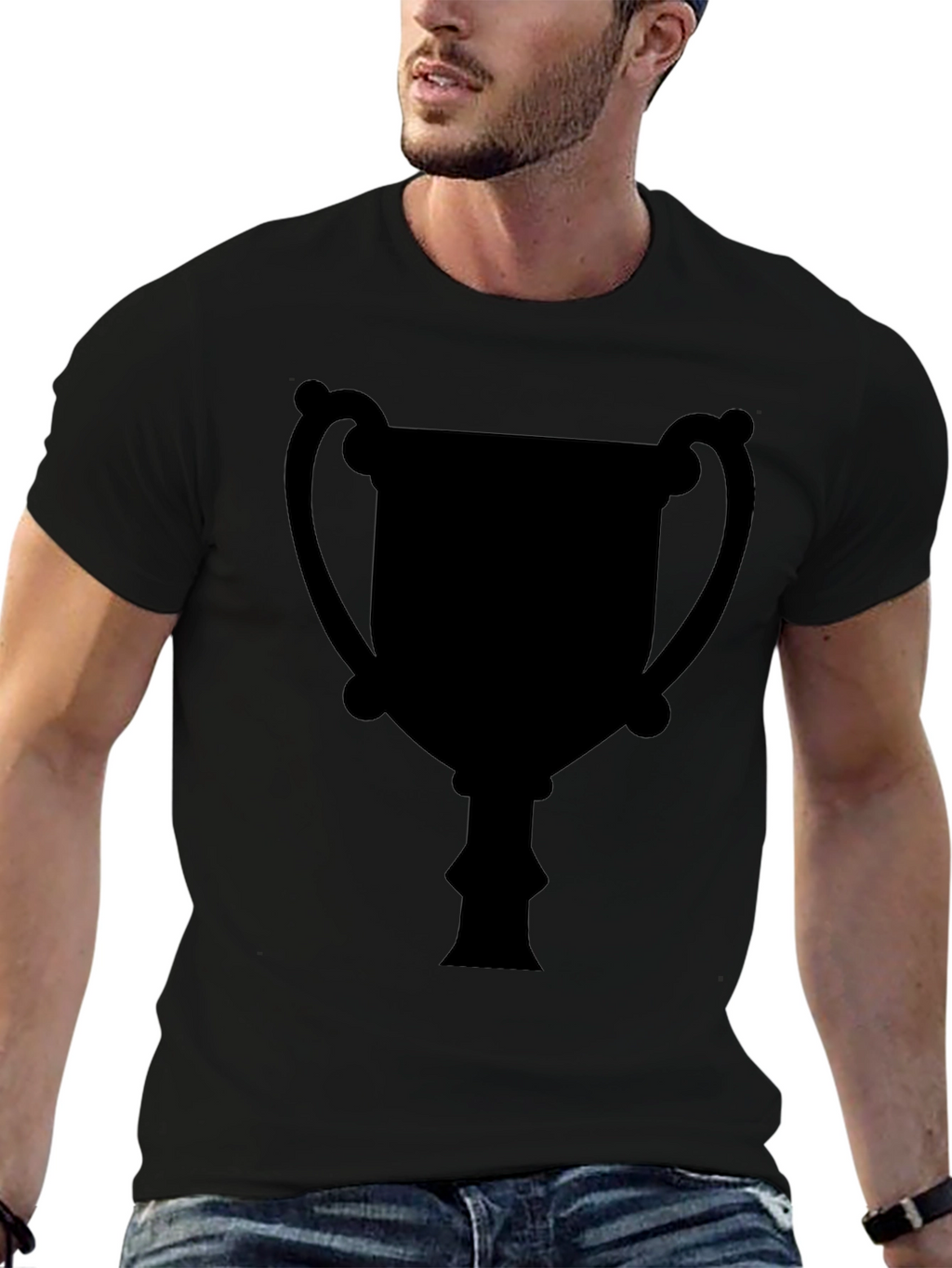 Mens Black Trophy Graphic Tee - Casual Style
