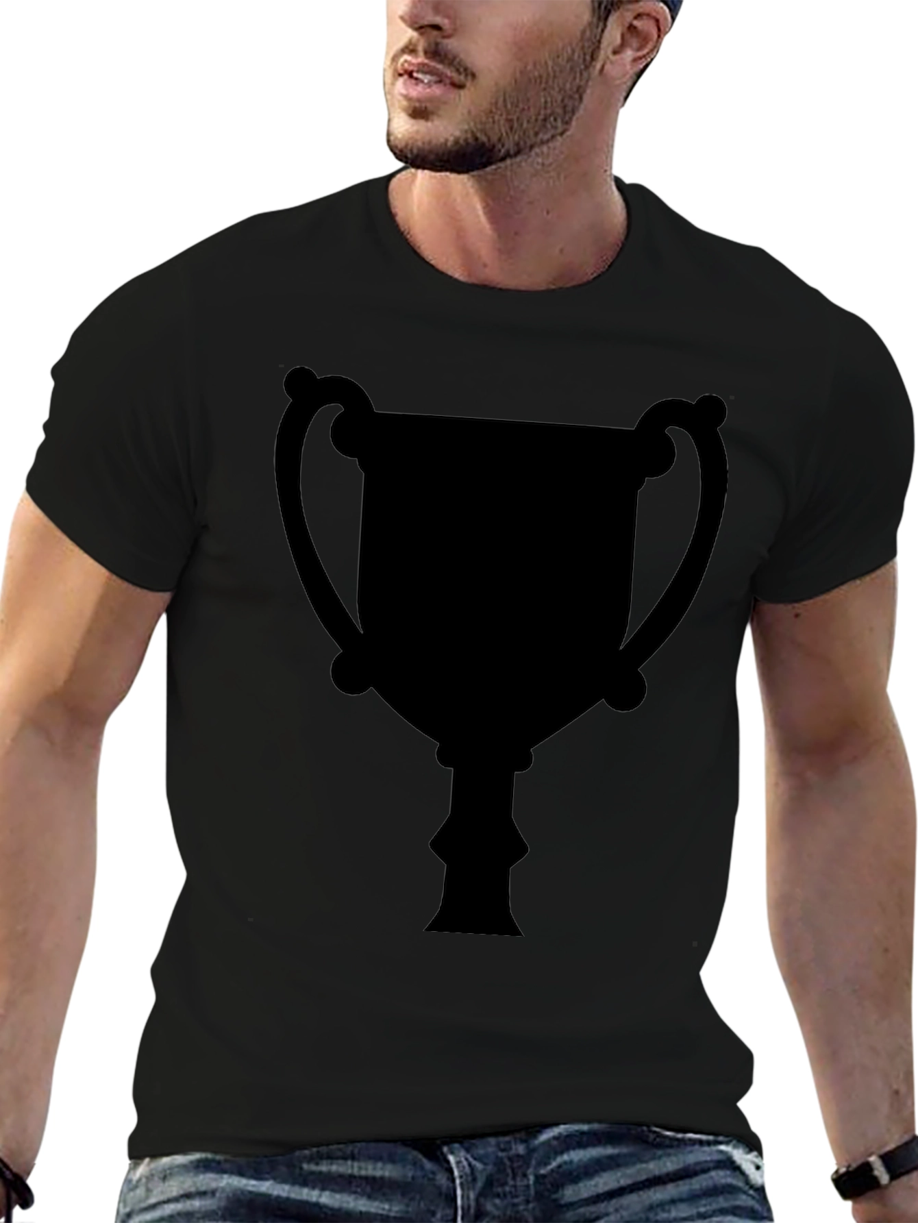 Mens Black Trophy Graphic Tee - Casual Style