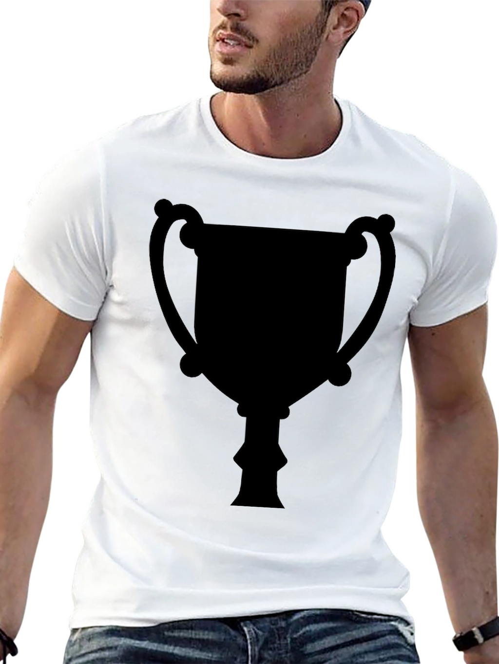 Mens Black Trophy Graphic Tee - Casual Style
