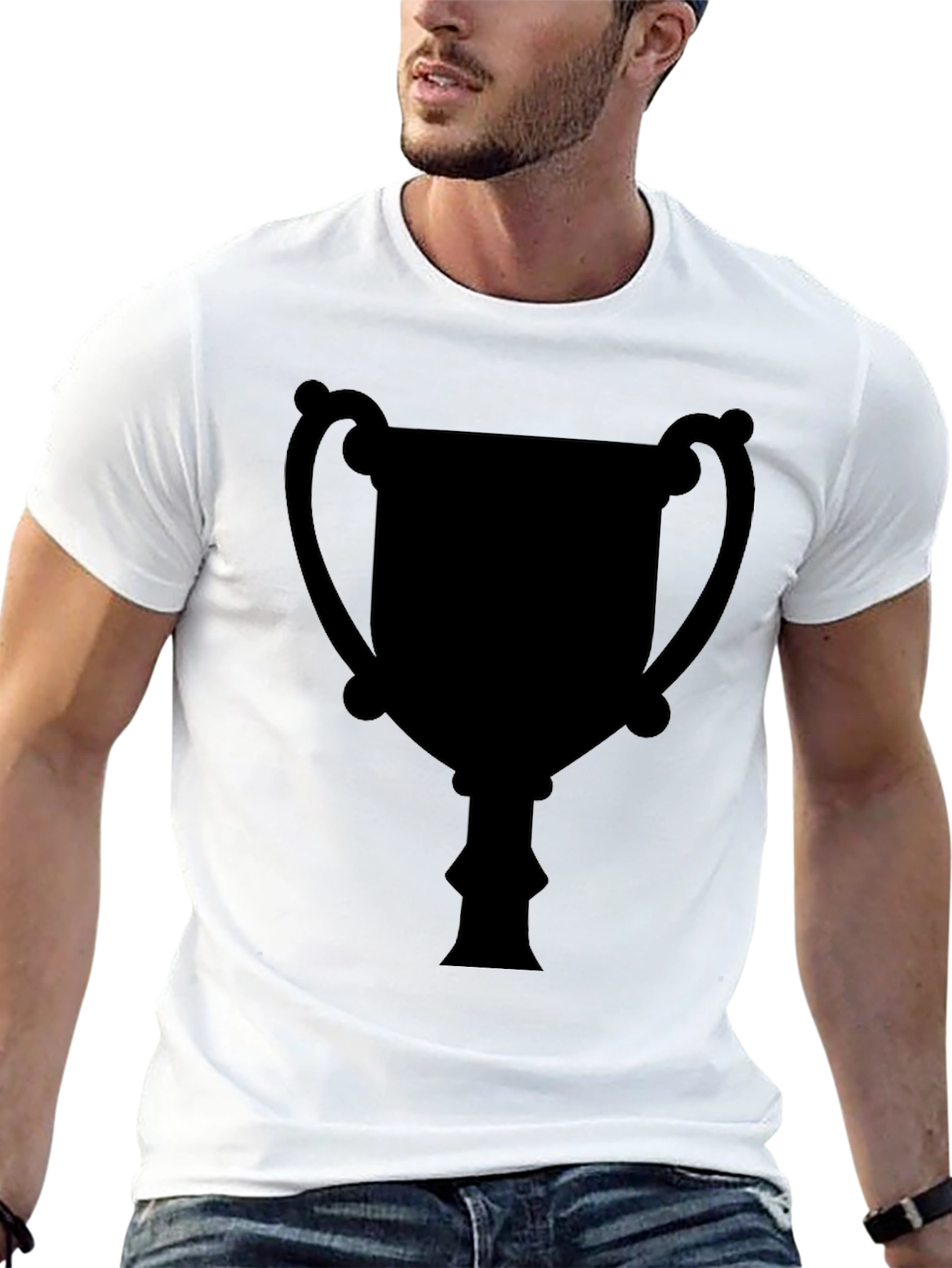 Mens Black Trophy Graphic Tee - Casual Style