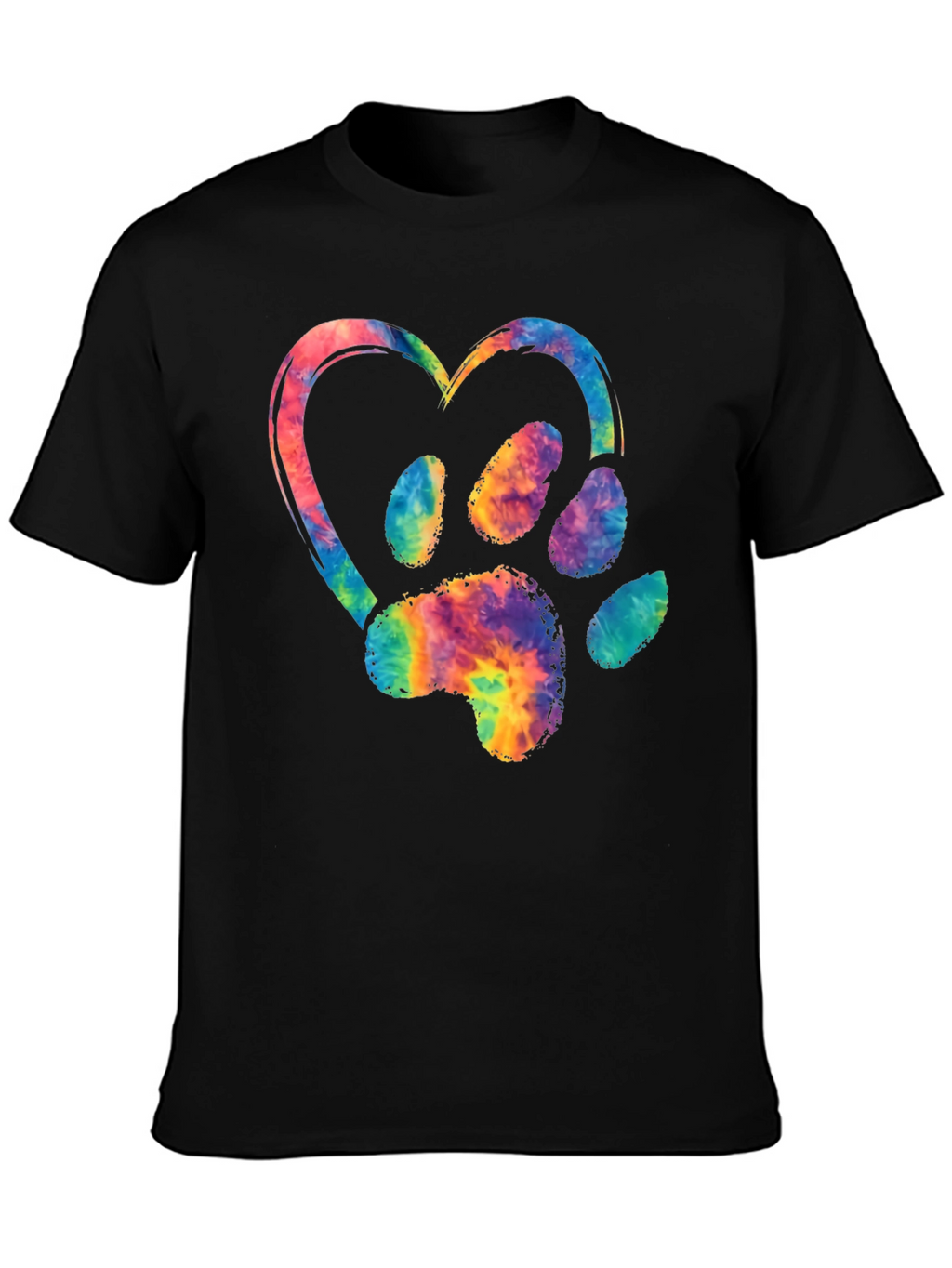 Tie-Dye Paw Print Heart Graphic Tee