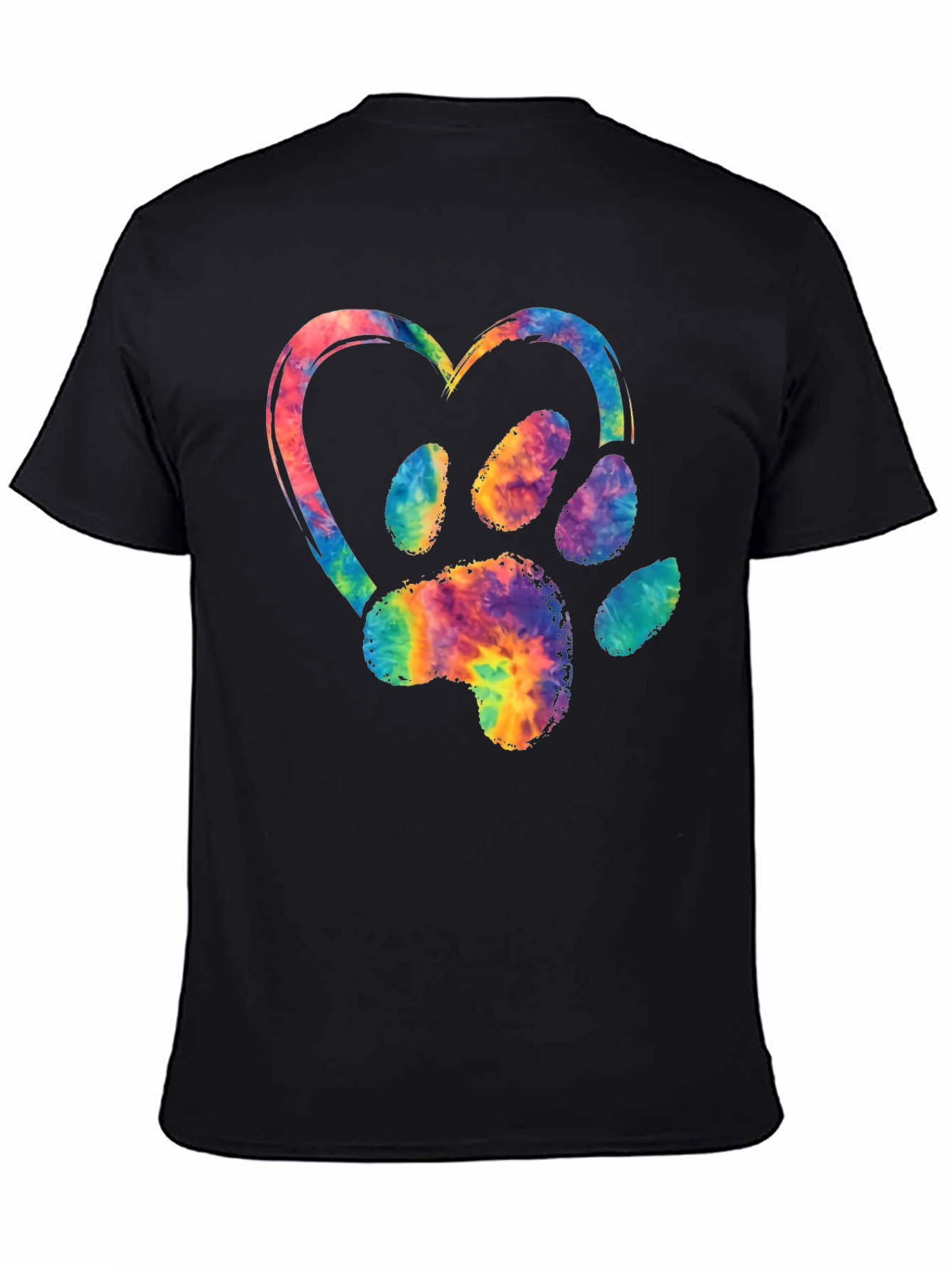 Tie-Dye Paw Print Heart Graphic Tee