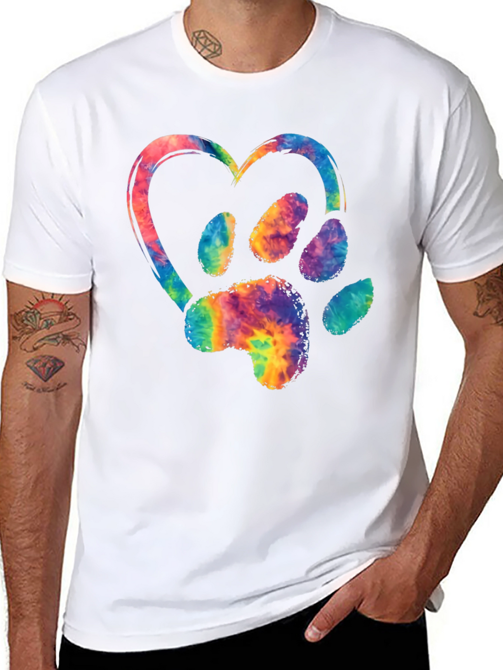 Tie-Dye Paw Print Heart Graphic Tee