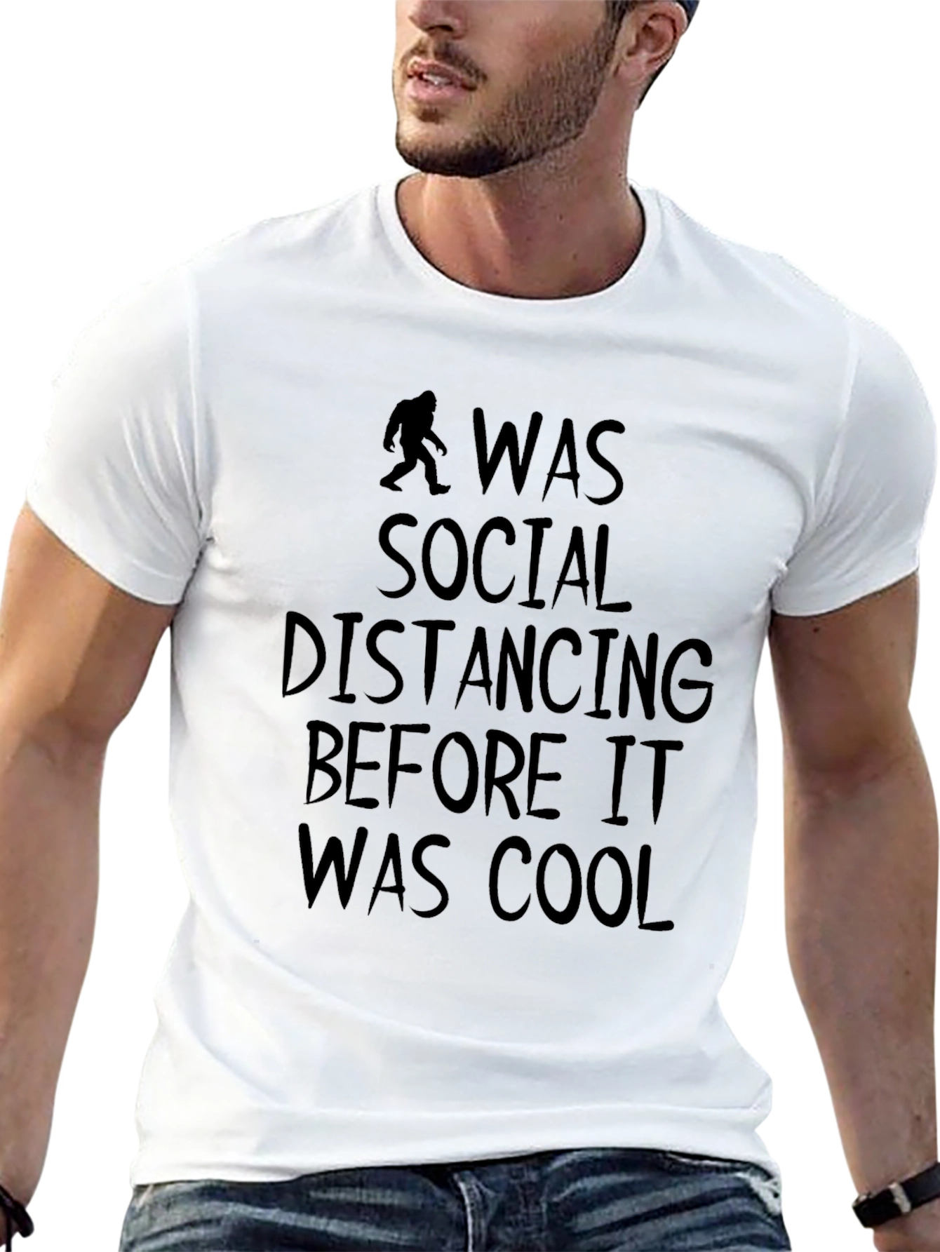 Social Distancing Bigfoot Graphic Tee - Black