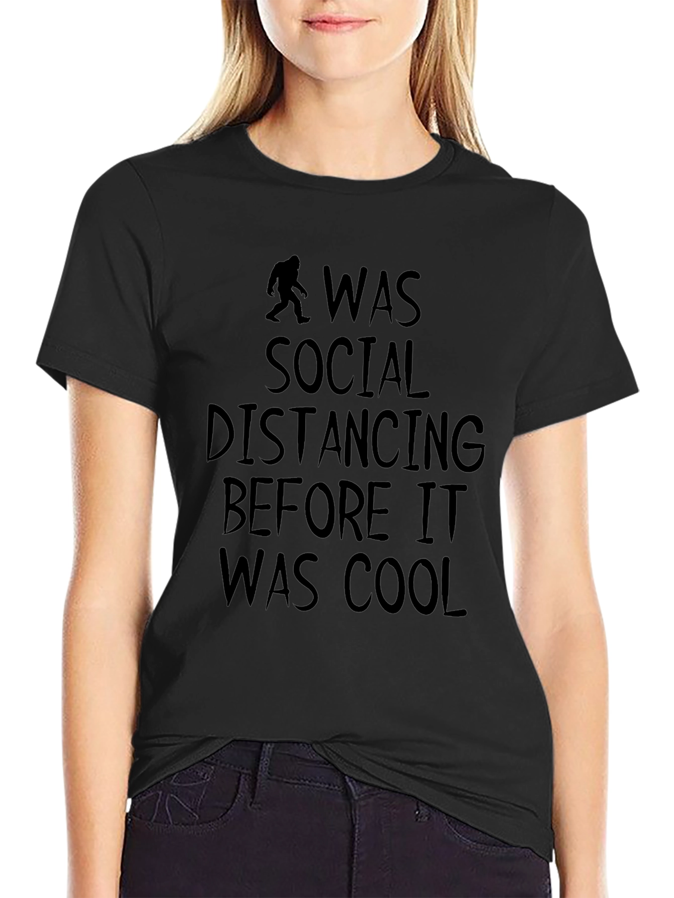 Social Distancing Bigfoot Graphic Tee - Black