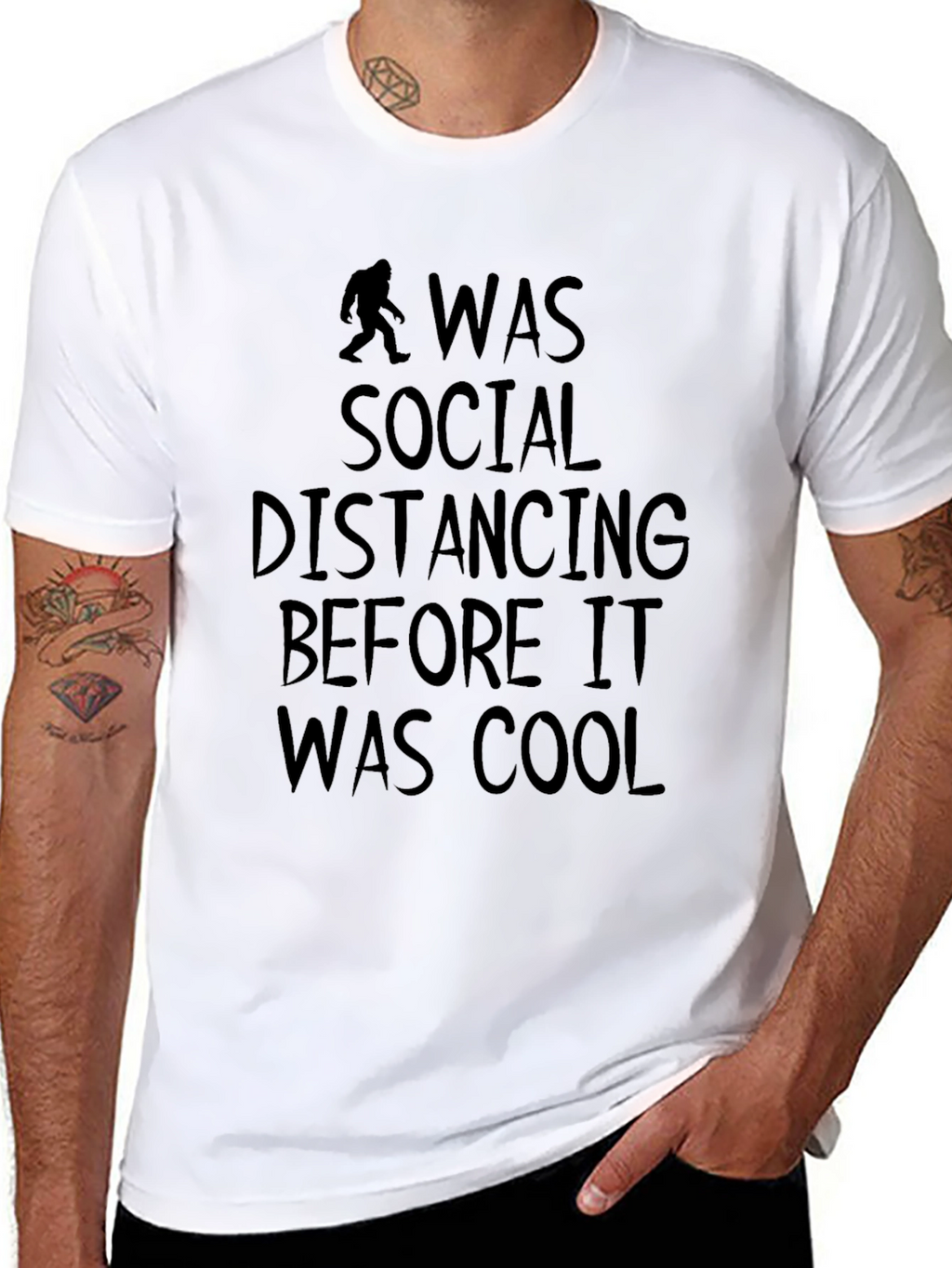 Social Distancing Bigfoot Graphic Tee - Black