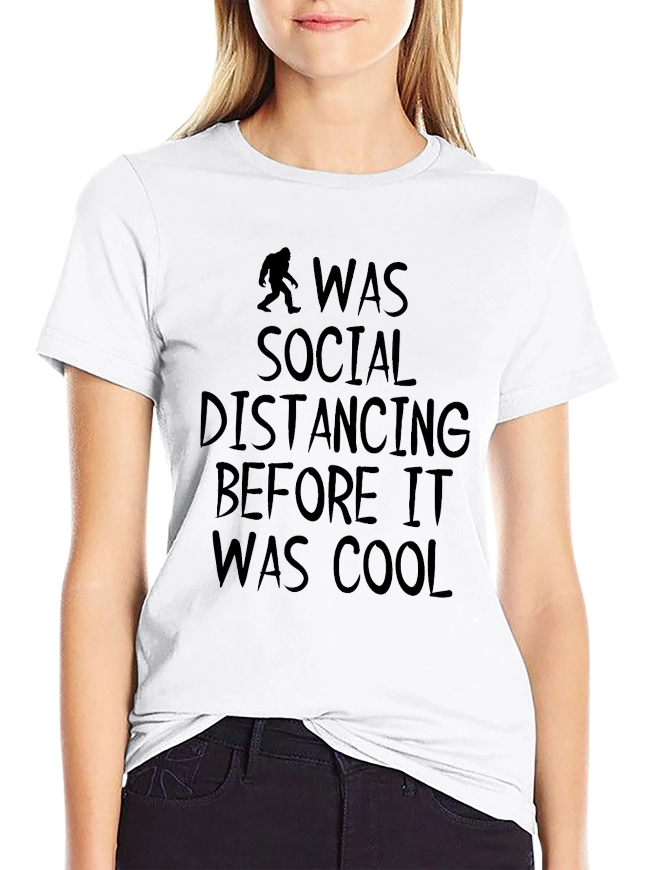 Social Distancing Bigfoot Graphic Tee - Black