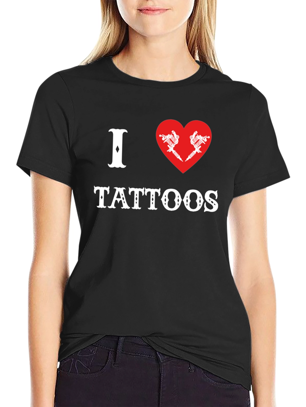 I Heart Tattoos Graphic Tee - Black Cotton