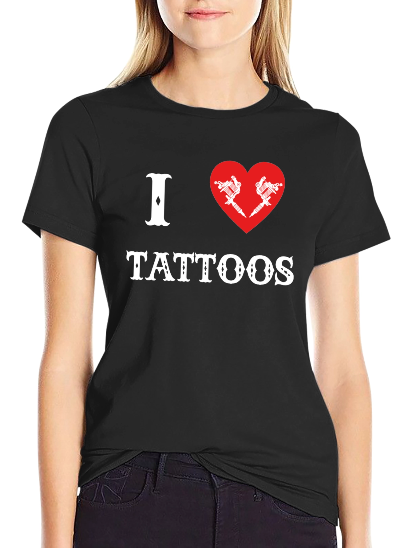 I Heart Tattoos Graphic Tee - Black Cotton