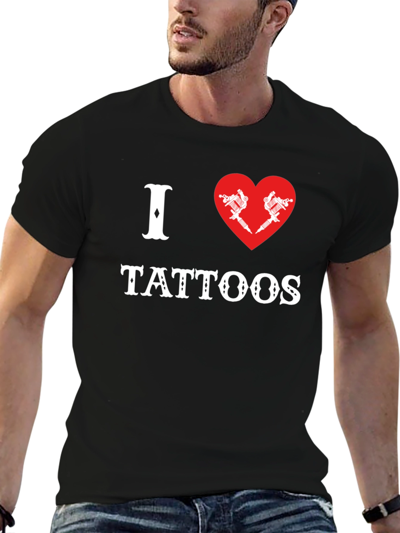 I Heart Tattoos Graphic Tee - Black Cotton