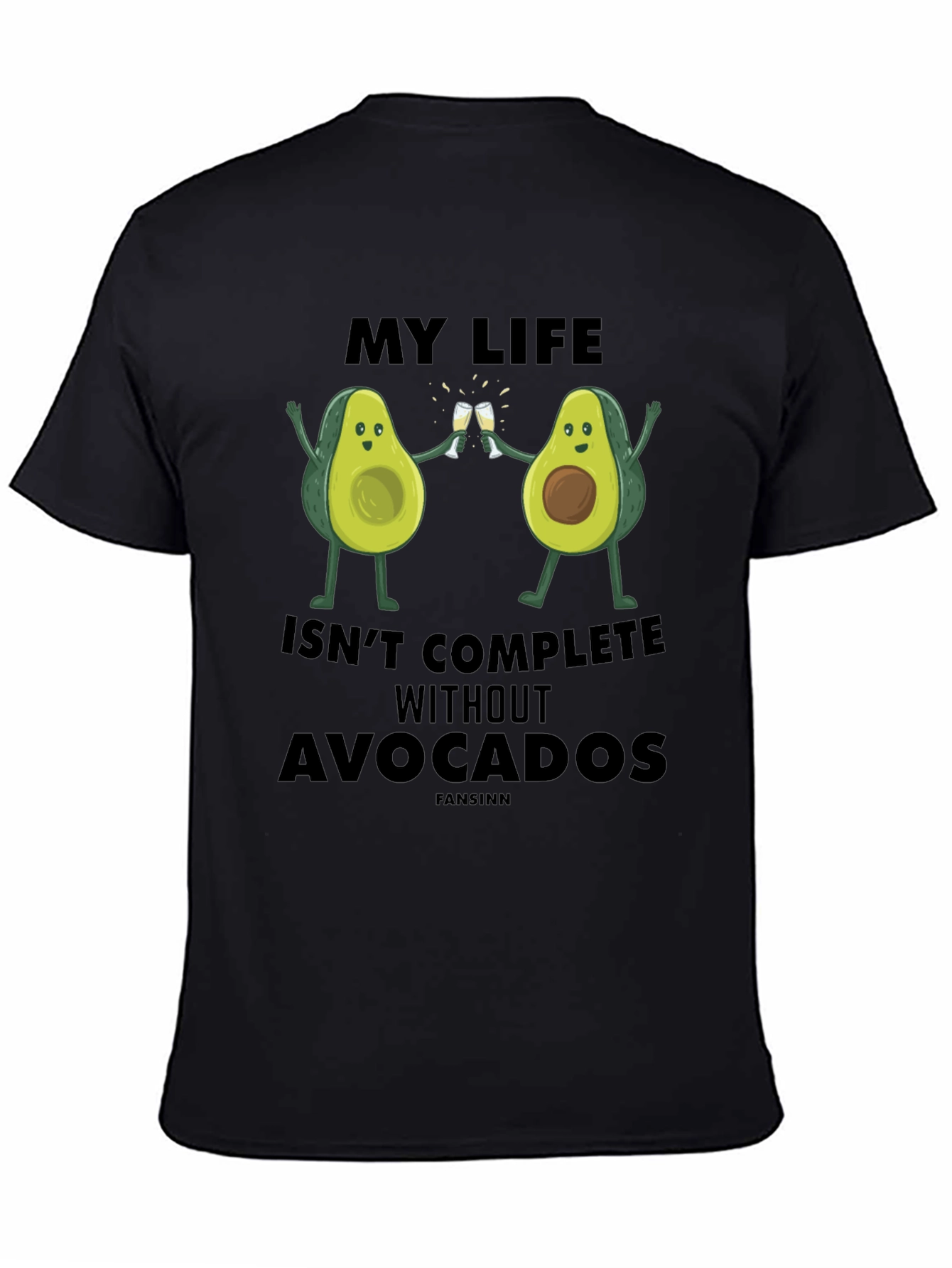 Avocado Life Mens Graphic T-Shirt - Black Cotton Tee
