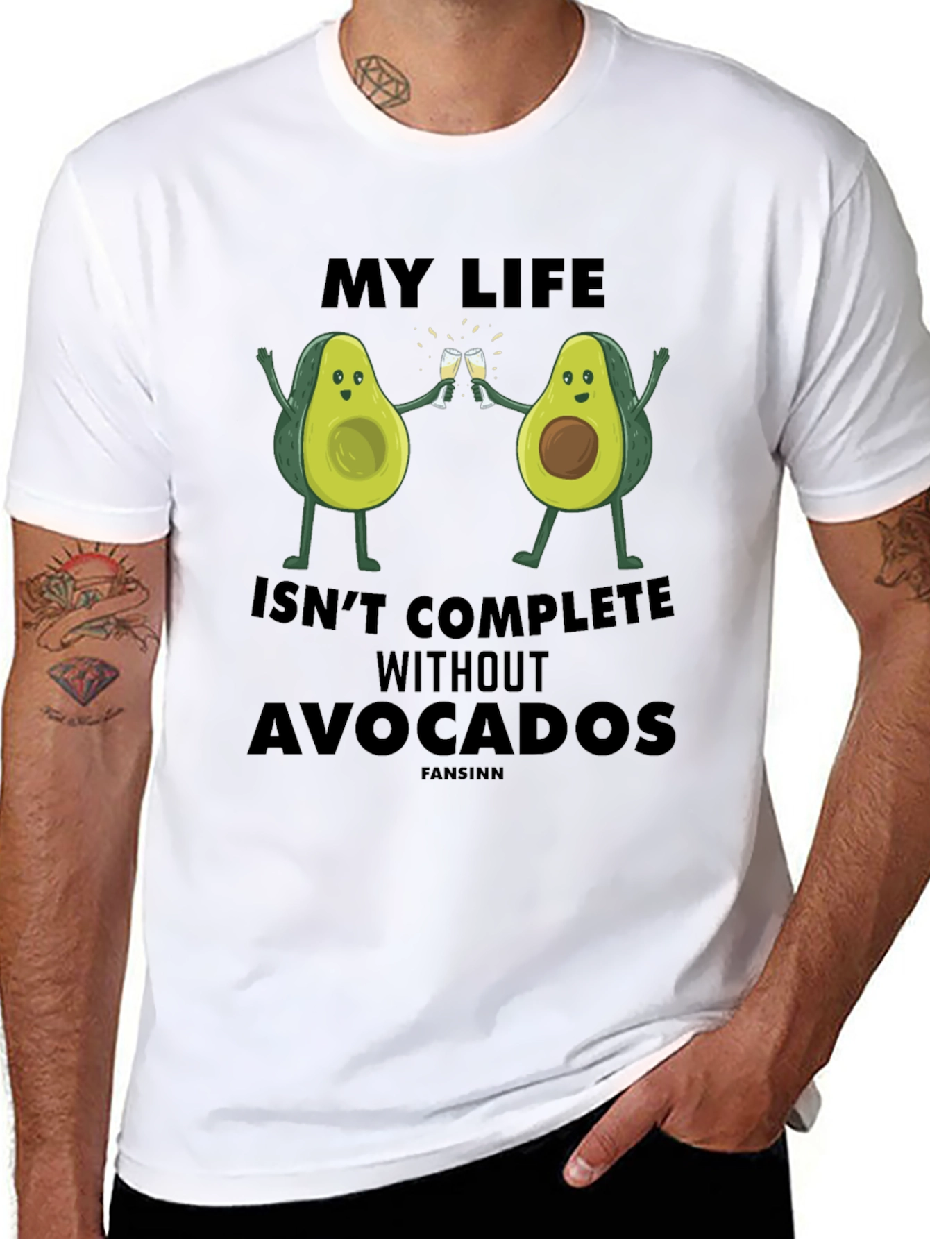 Avocado Life Mens Graphic T-Shirt - Black Cotton Tee