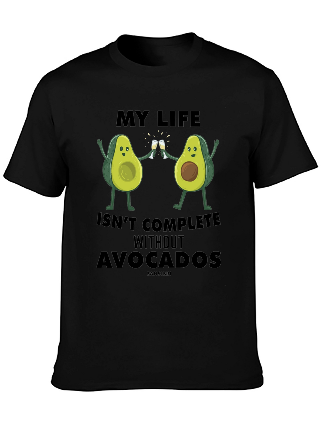 Avocado Life Mens Graphic T-Shirt - Black Cotton Tee