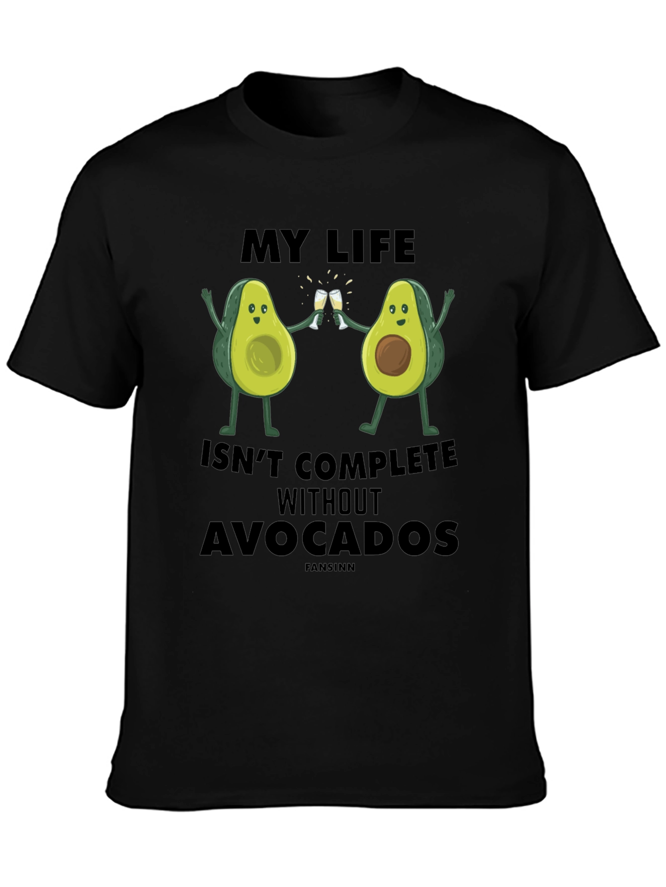 Avocado Life Mens Graphic T-Shirt - Black Cotton Tee
