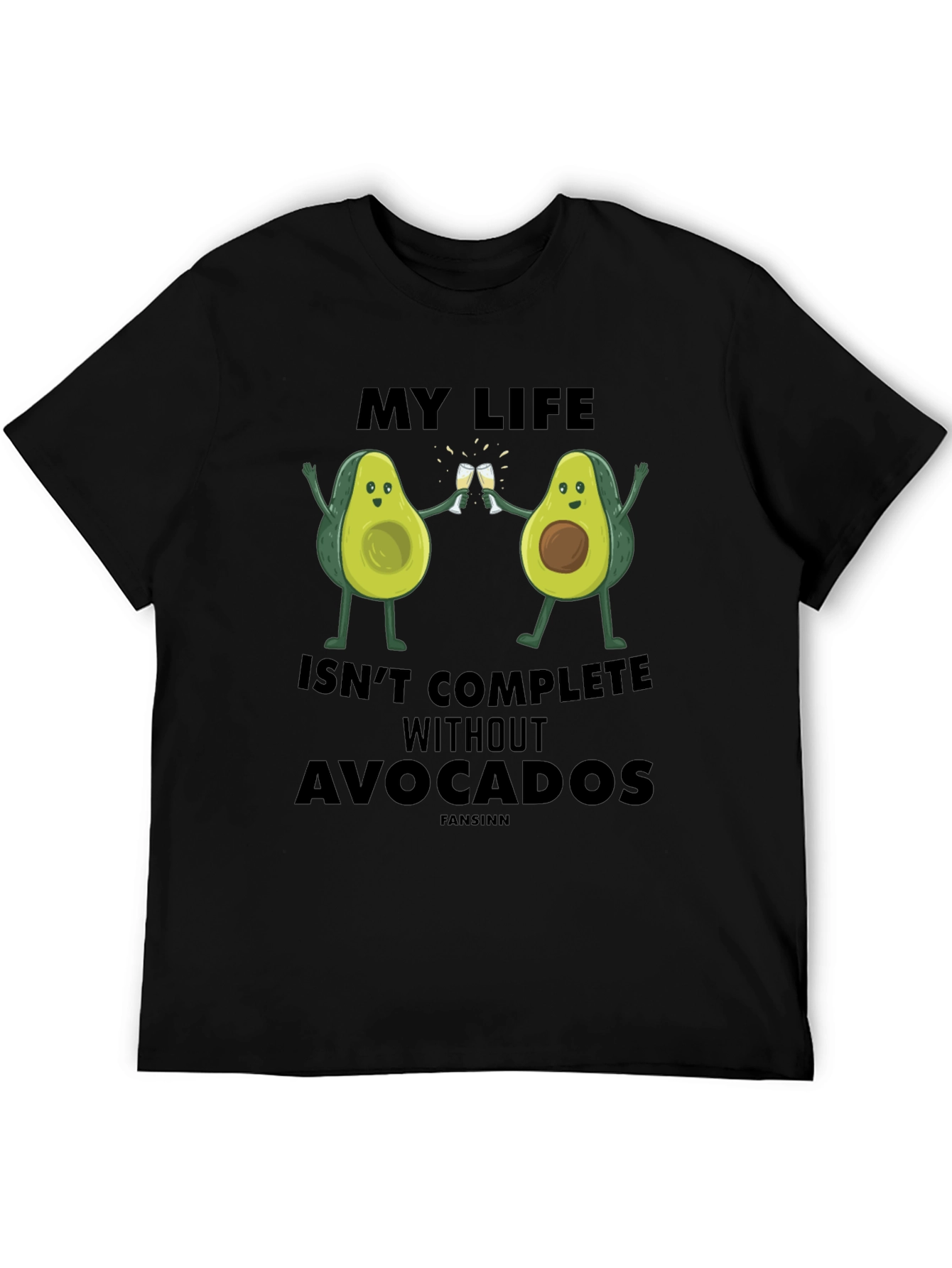 Avocado Life Mens Graphic T-Shirt - Black Cotton Tee