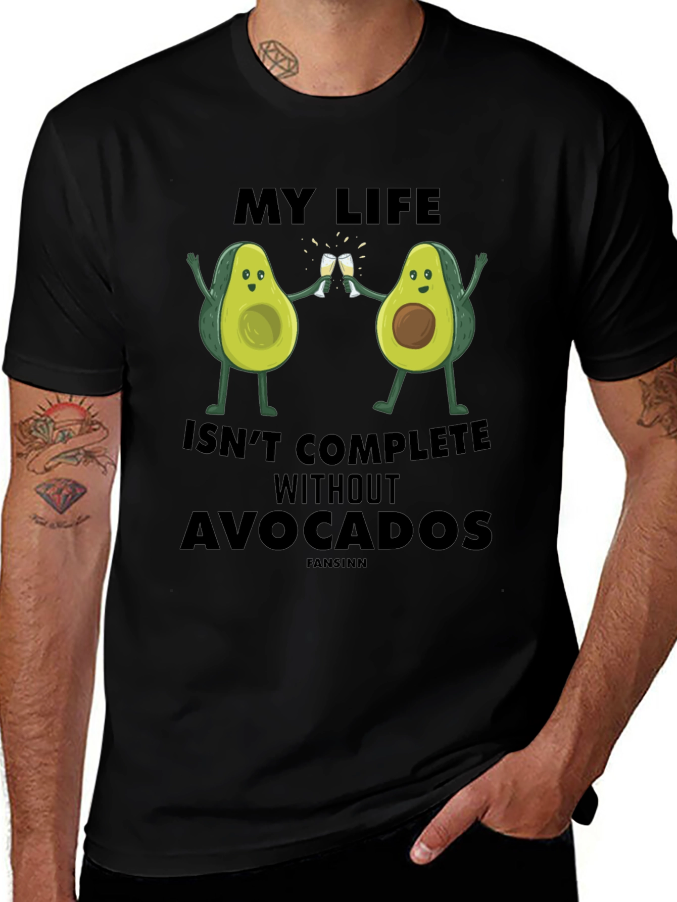 Avocado Life Mens Graphic T-Shirt - Black Cotton Tee