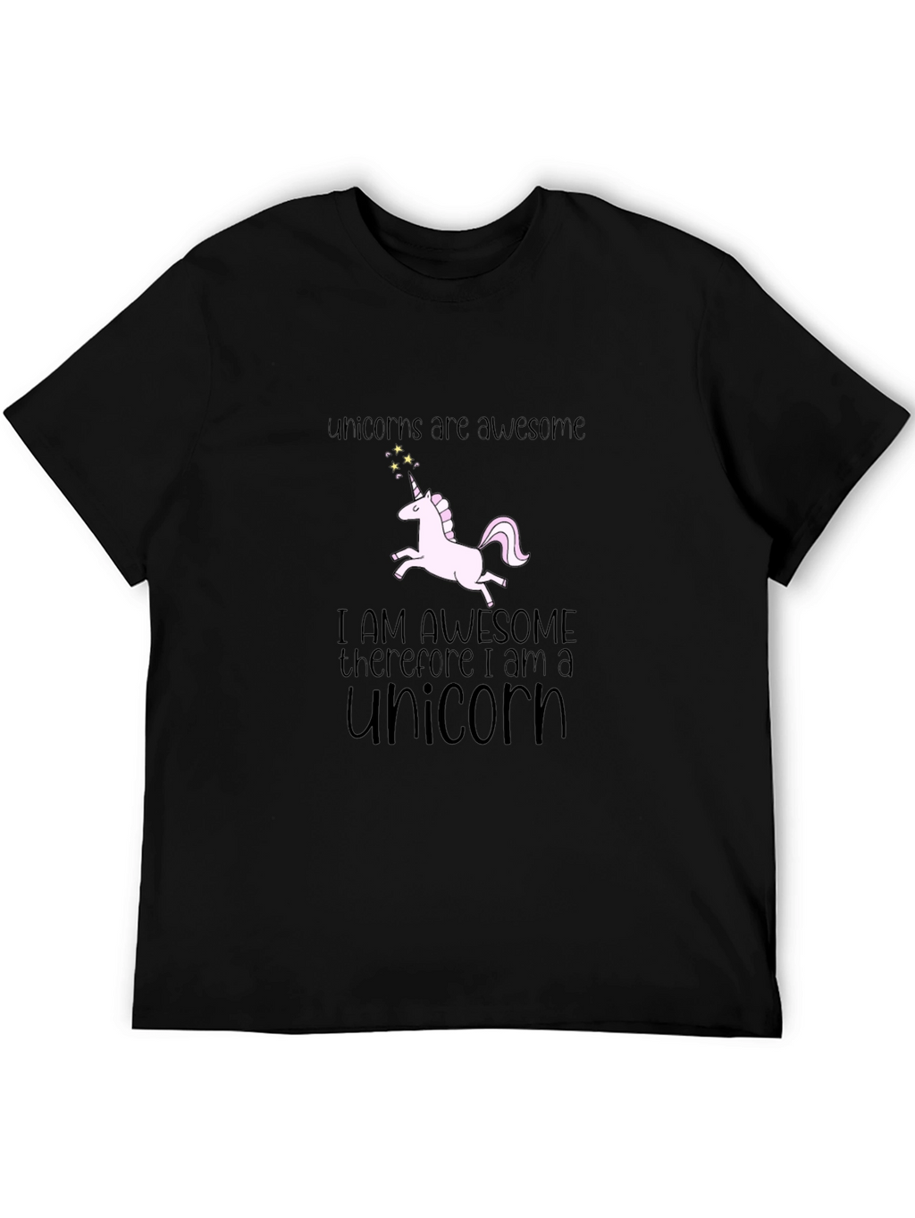 Unicorns Are Awesome Black Graphic T-Shirt