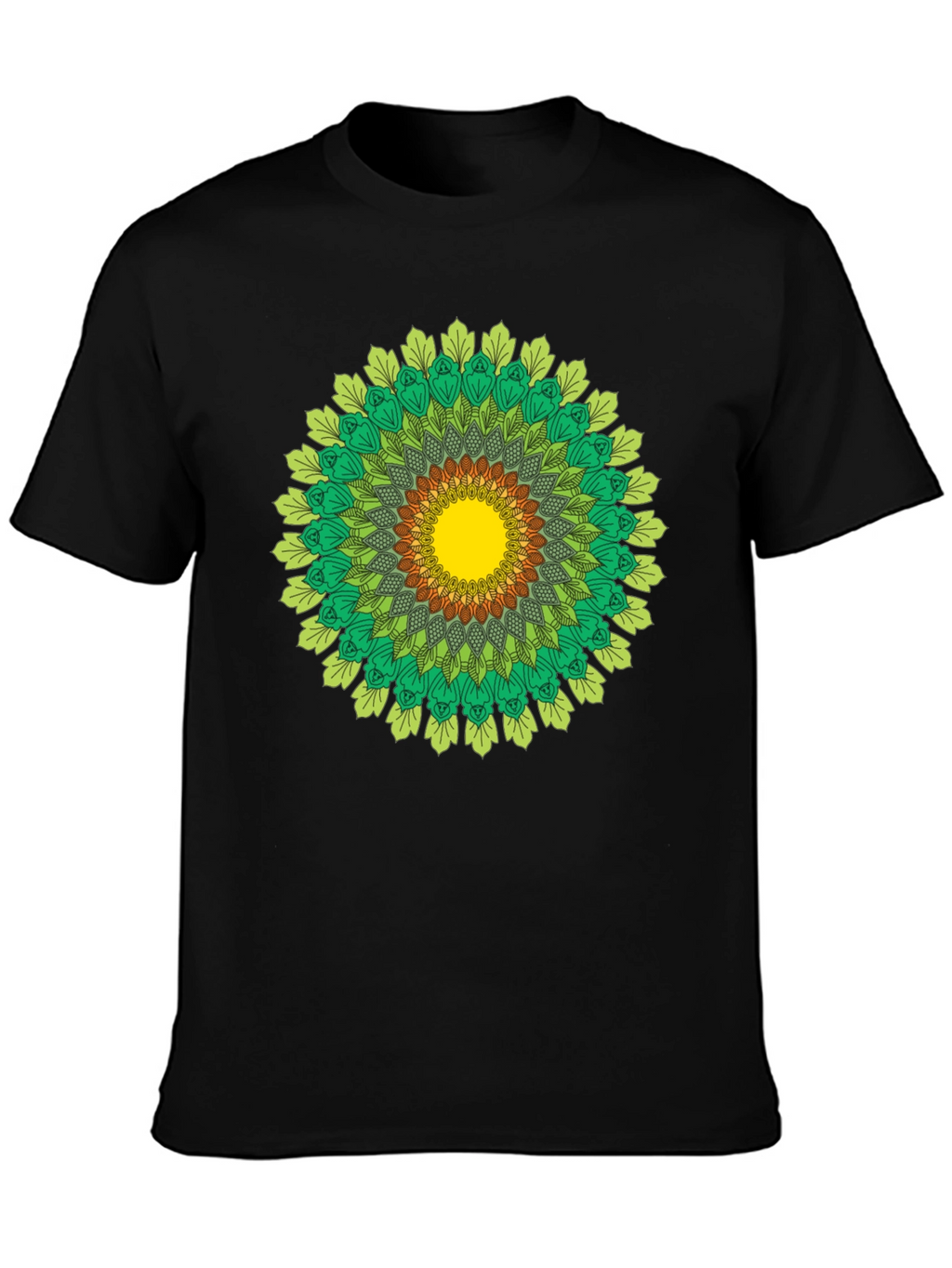 Green Mandala T-Shirt - Nature Inspired Design