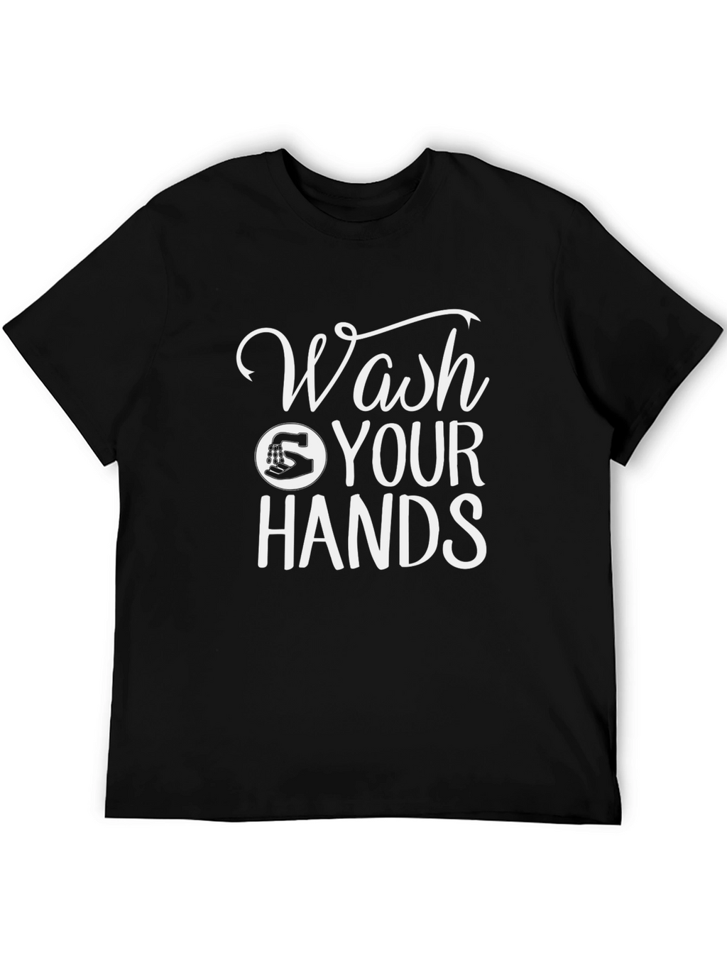 Wash Your Hands Graphic Tee - Black Cotton Shirt