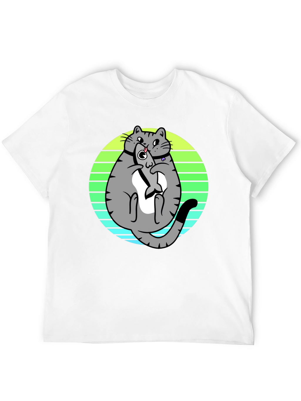 Funny Cat Eating Fish T-Shirt - Unique Graphic Tee