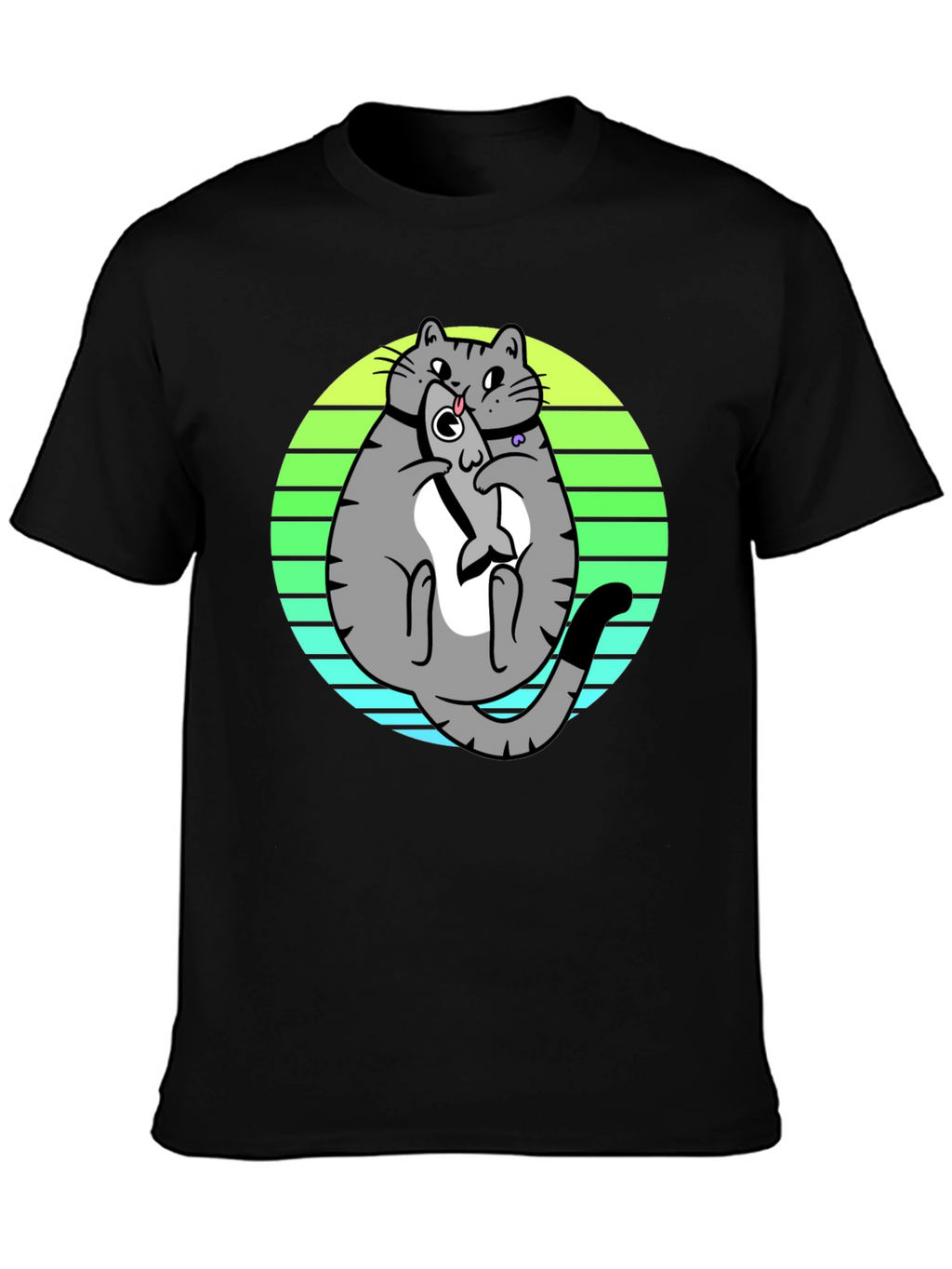 Funny Cat Eating Fish T-Shirt - Unique Graphic Tee
