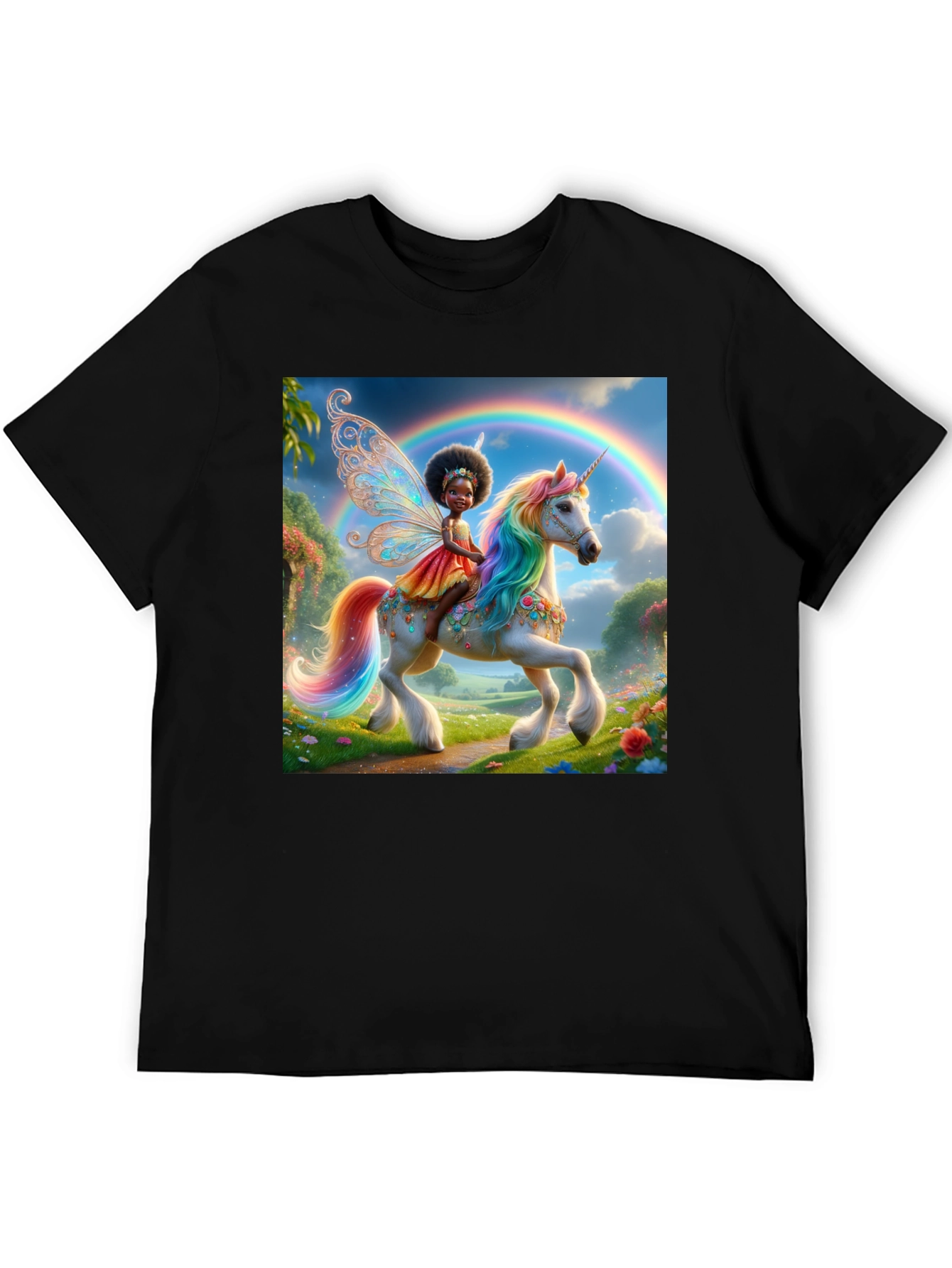 Unicorn Fairy Graphic Tee - Black