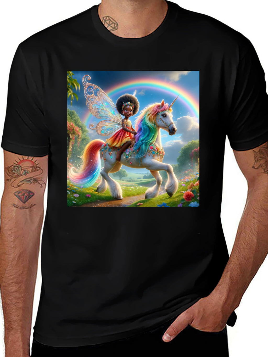 Unicorn Fairy Graphic Tee - Black