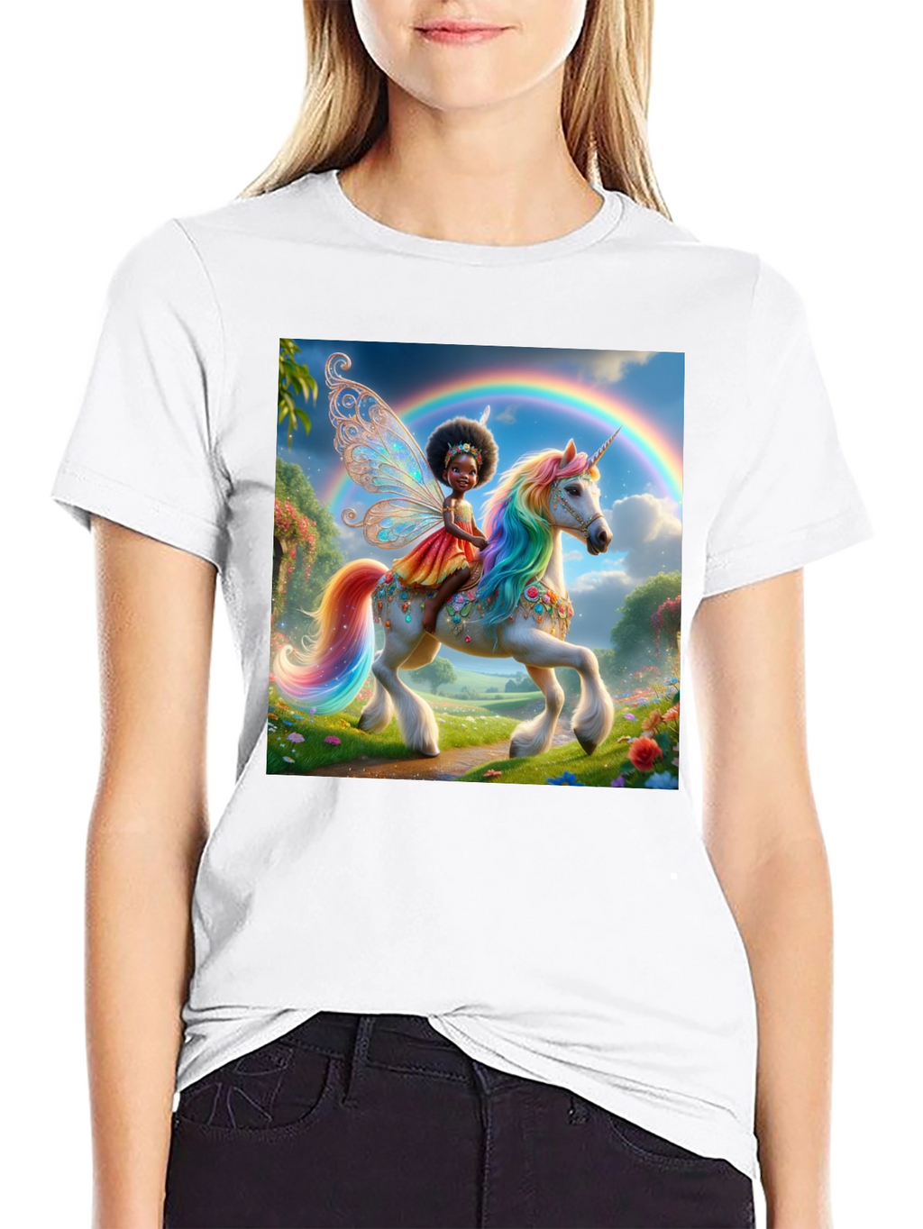 Unicorn Fairy Graphic Tee - Black