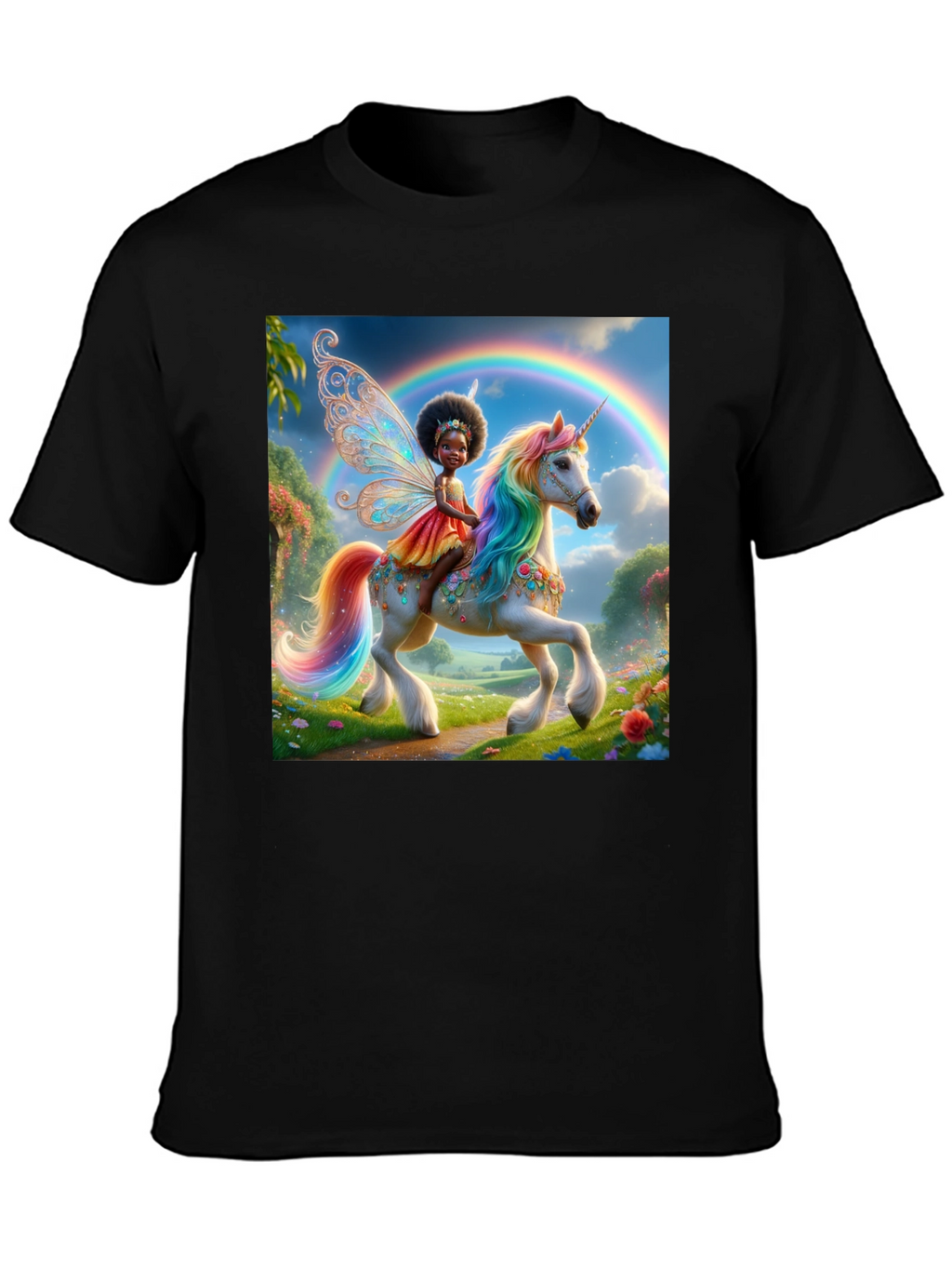 Unicorn Fairy Graphic Tee - Black
