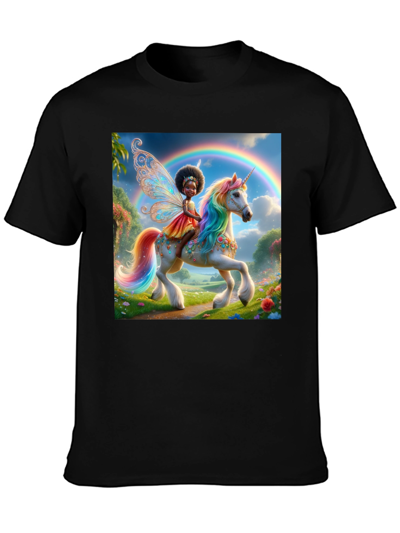Unicorn Fairy Graphic Tee - Black