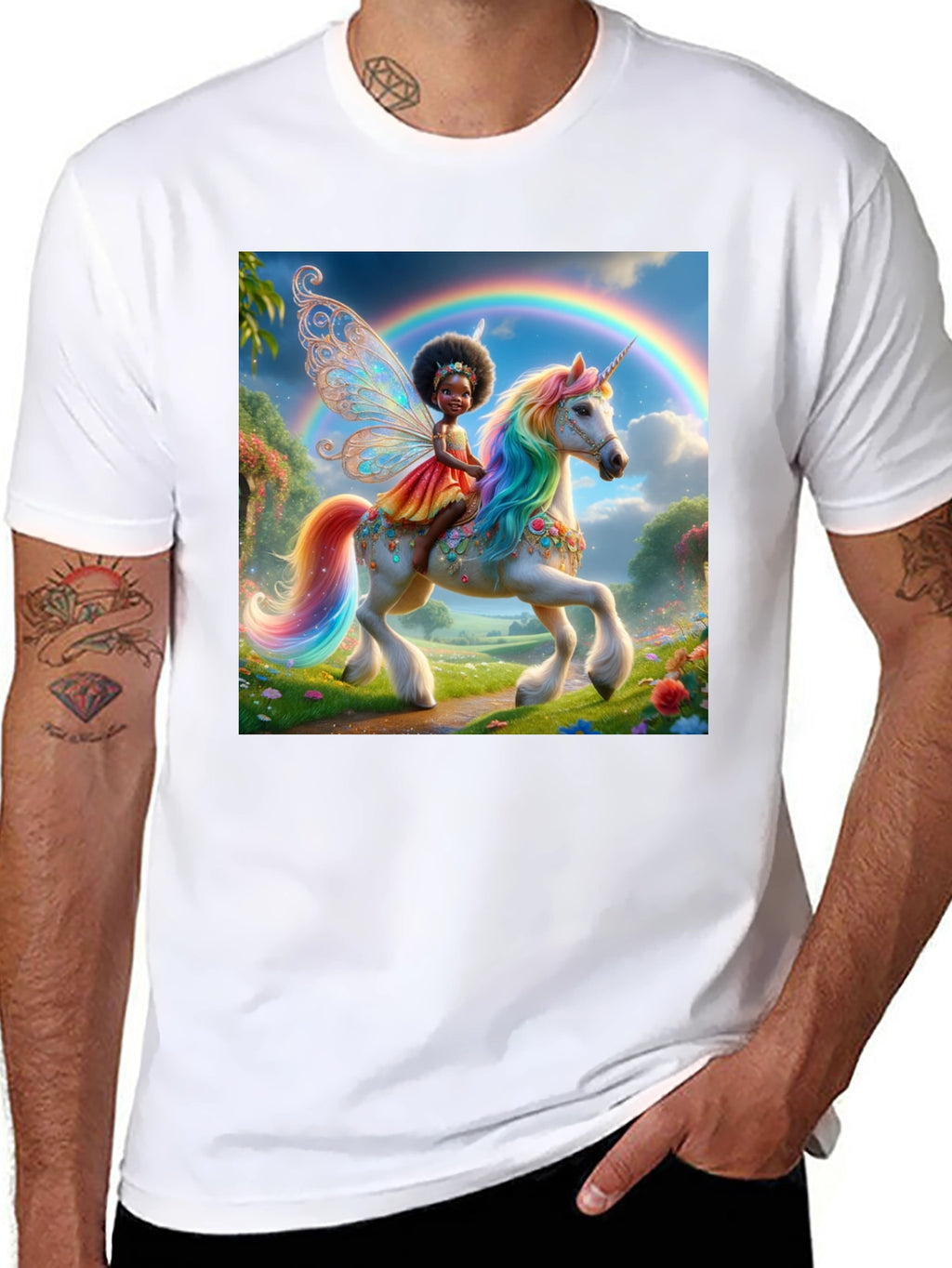Unicorn Fairy Graphic Tee - Black