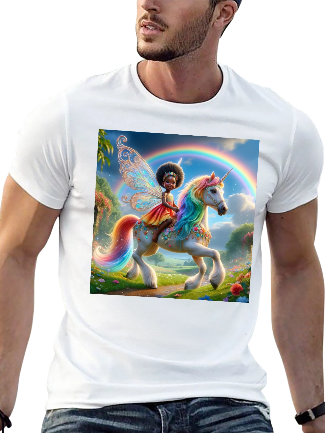 Unicorn Fairy Graphic Tee - Black