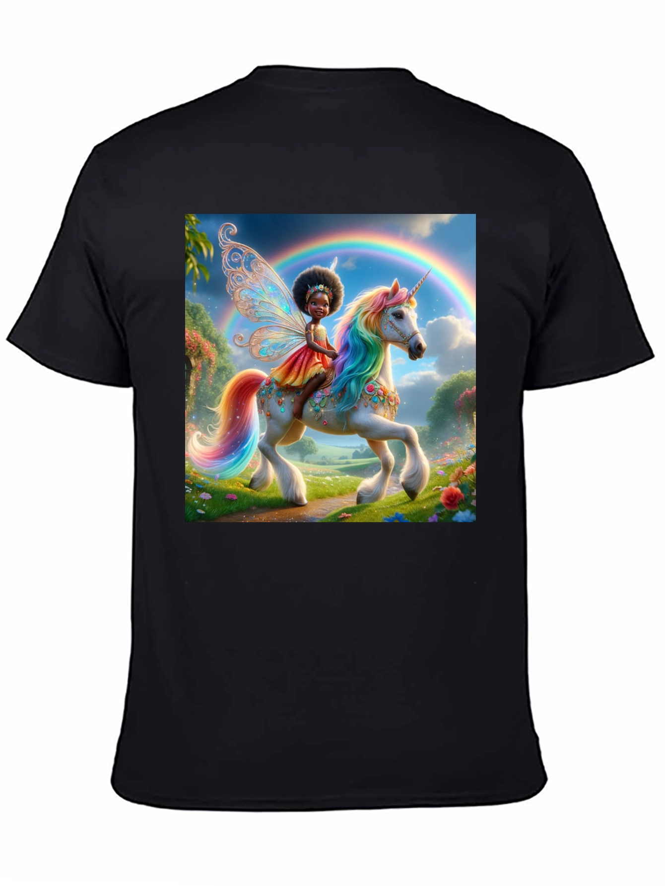 Unicorn Fairy Graphic Tee - Black