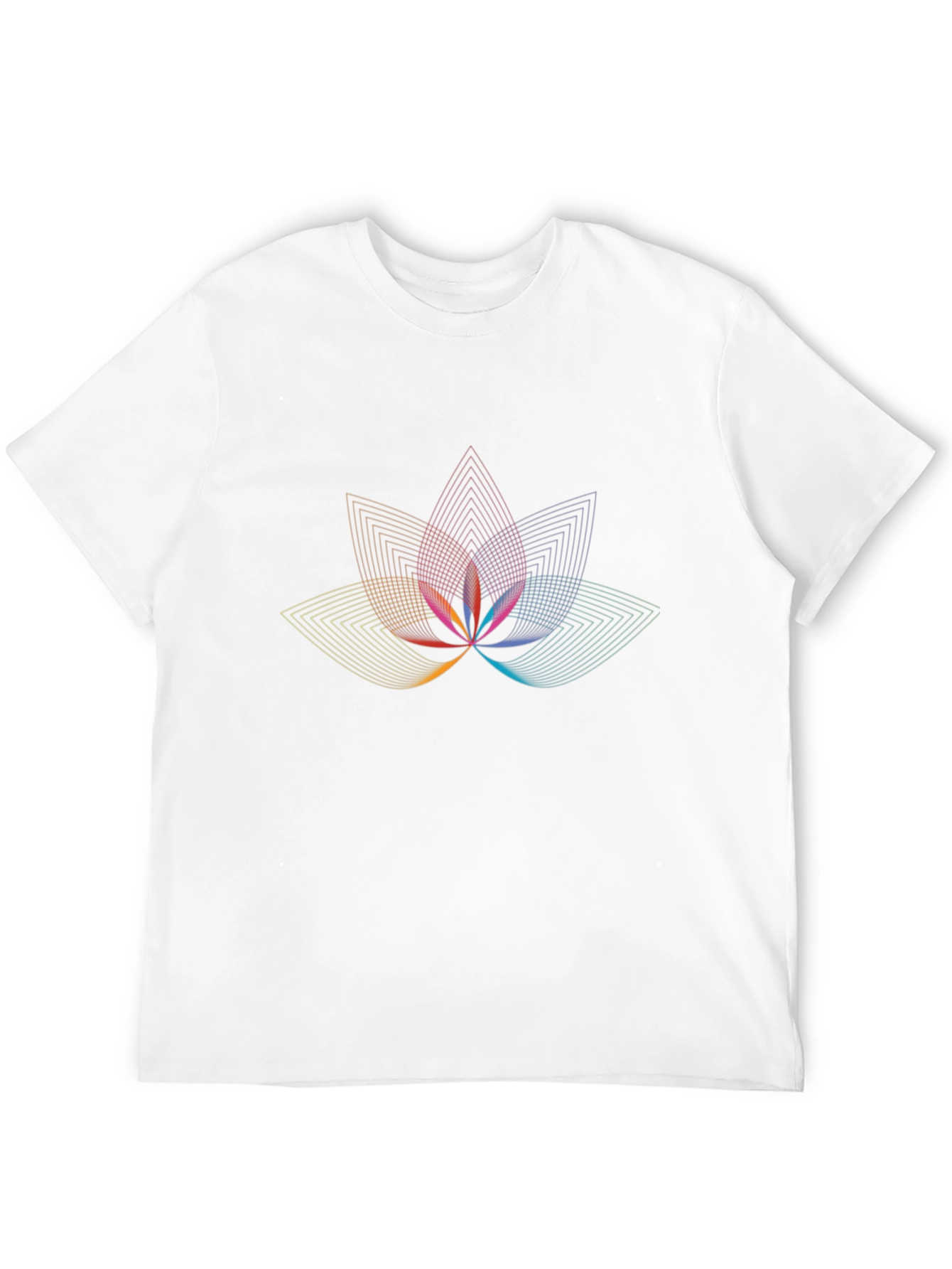 Geometric Lotus Flower Graphic Black T-Shirt