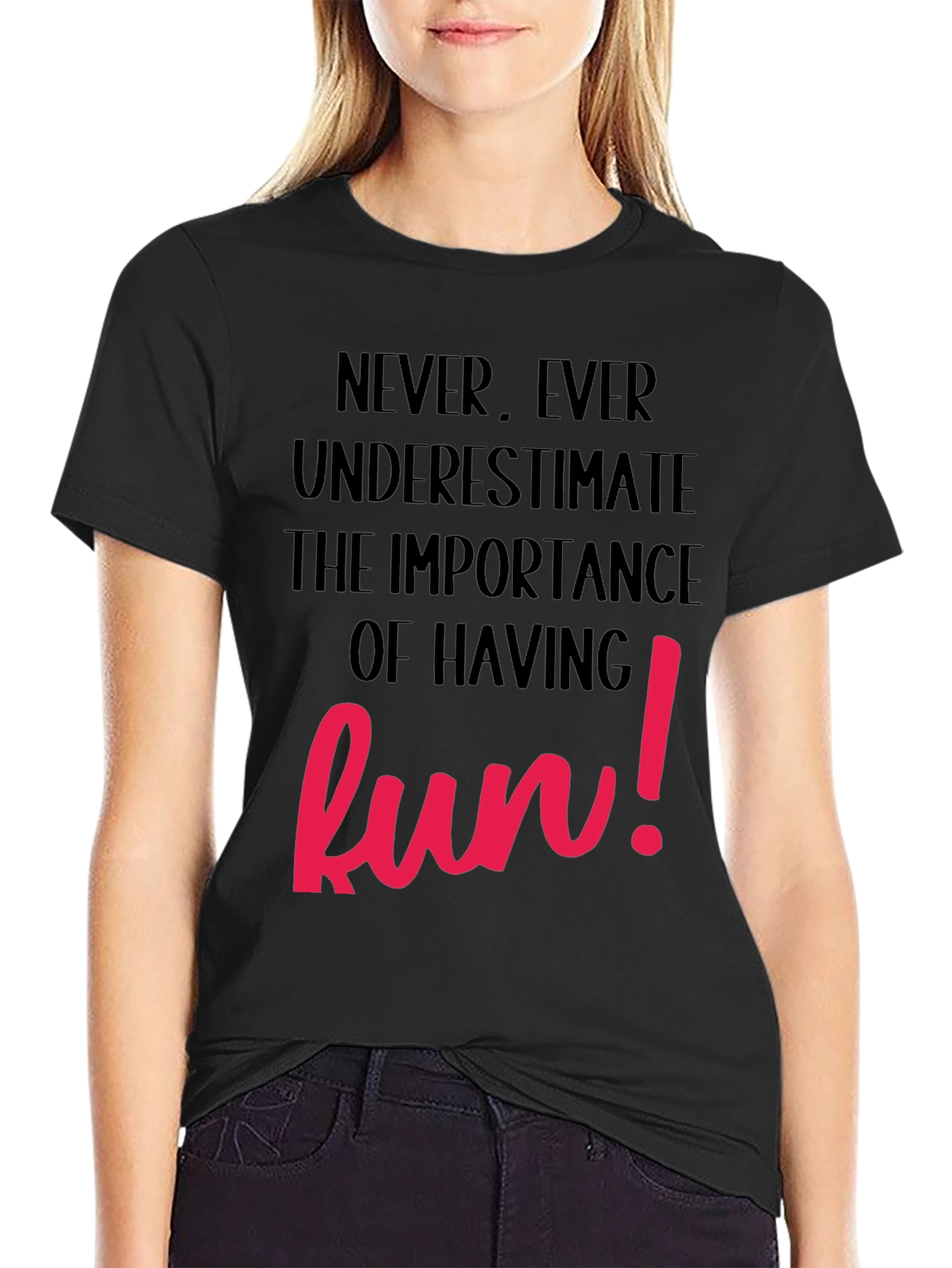 Fun T-Shirt - Black with Bold Pink Graphic