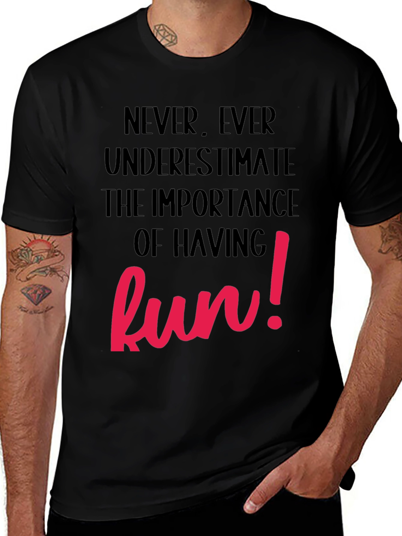 Fun T-Shirt - Black with Bold Pink Graphic