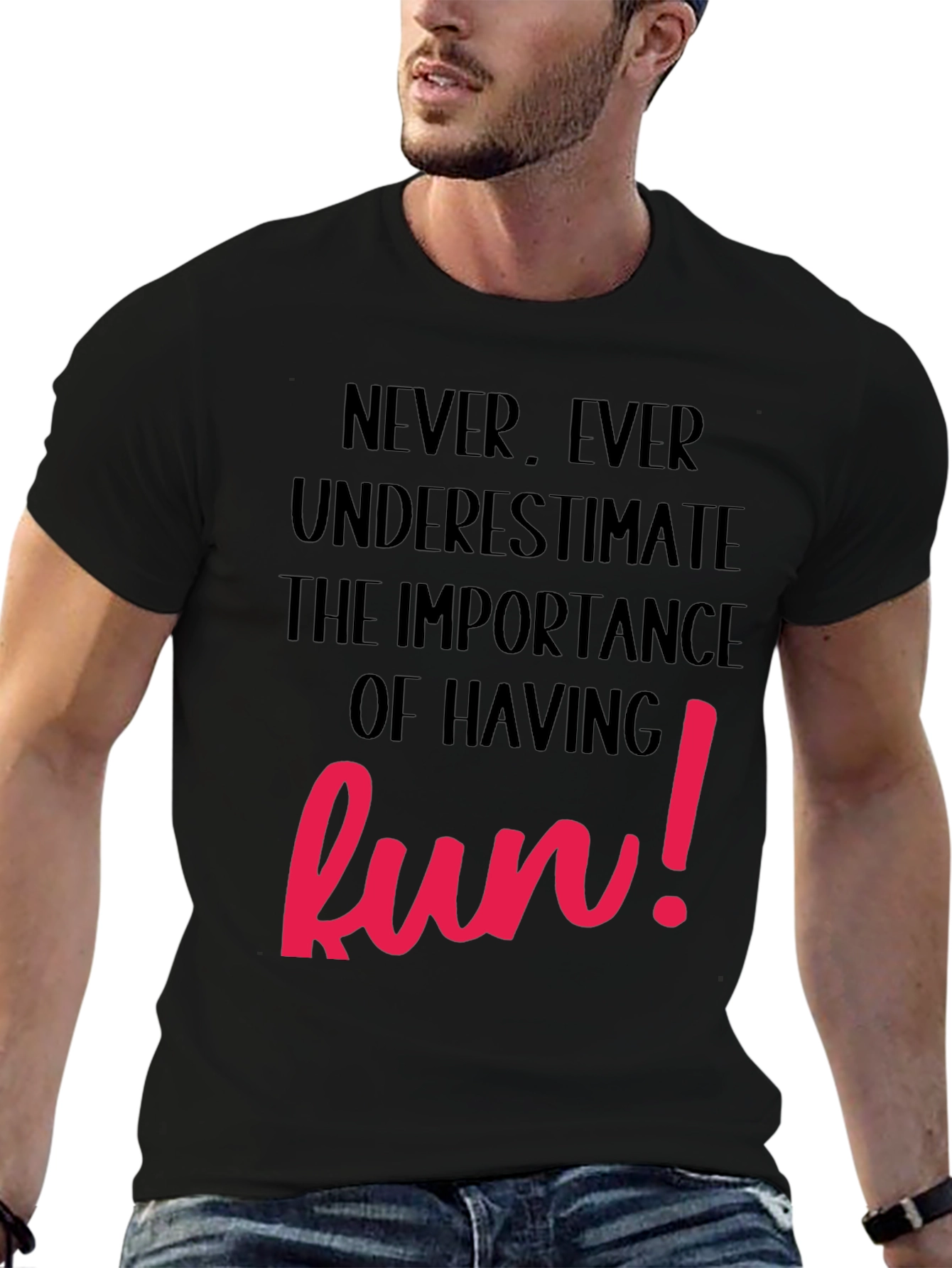 Fun T-Shirt - Black with Bold Pink Graphic