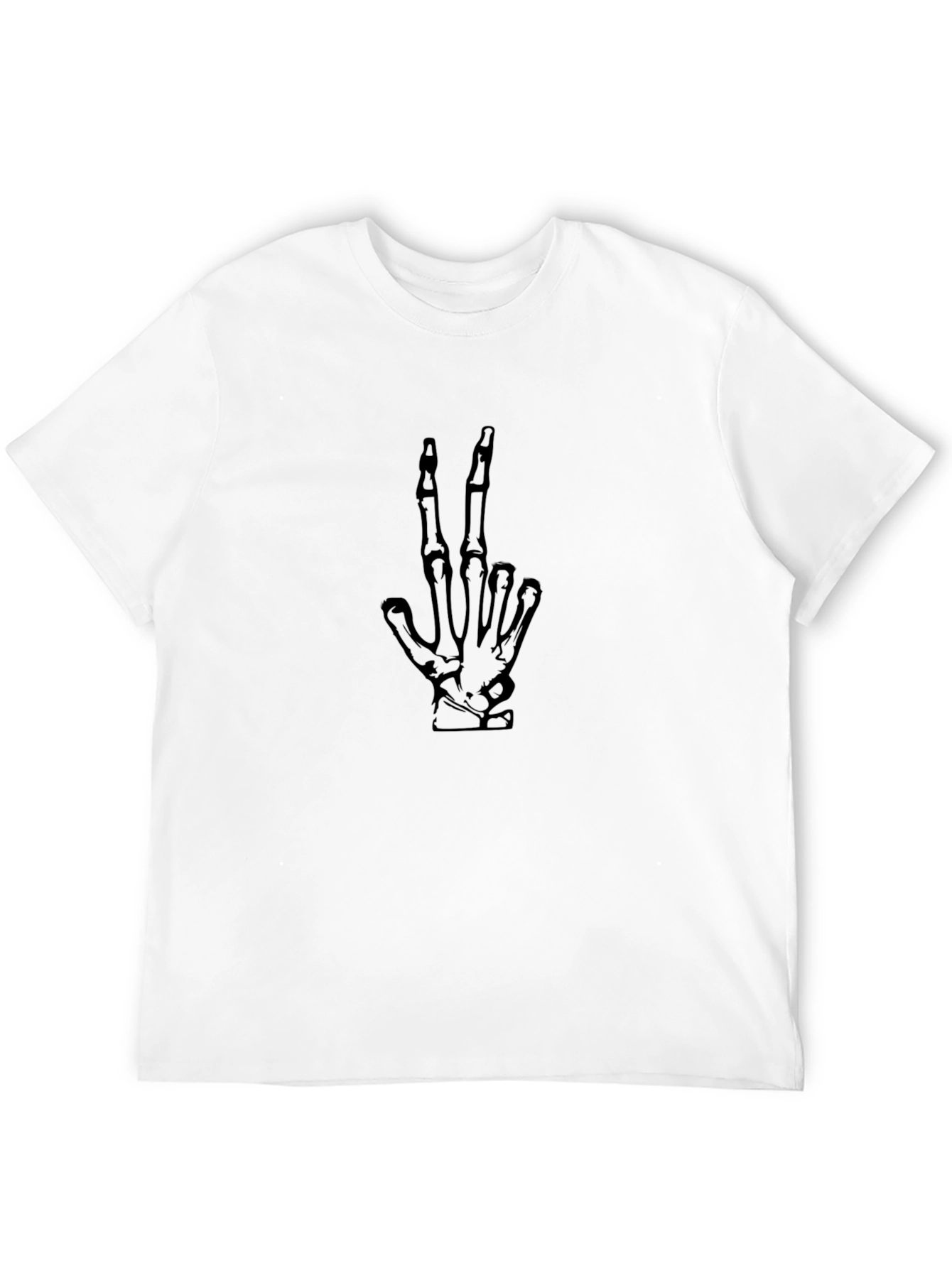 Skeleton Hand Peace Sign Black T-Shirt
