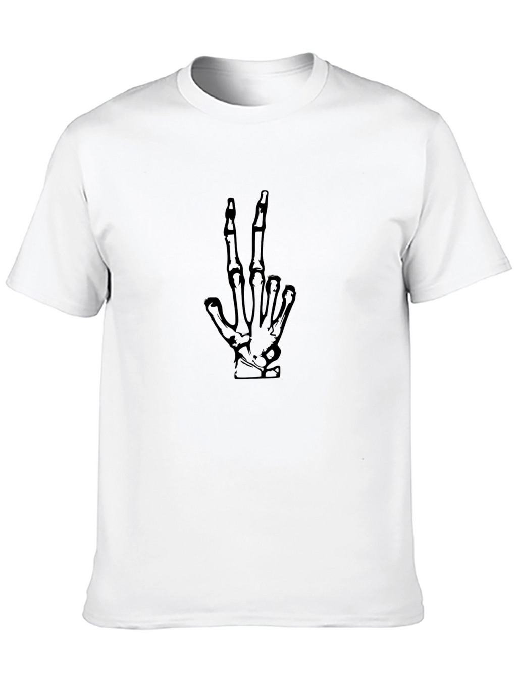 Skeleton Hand Peace Sign Black T-Shirt