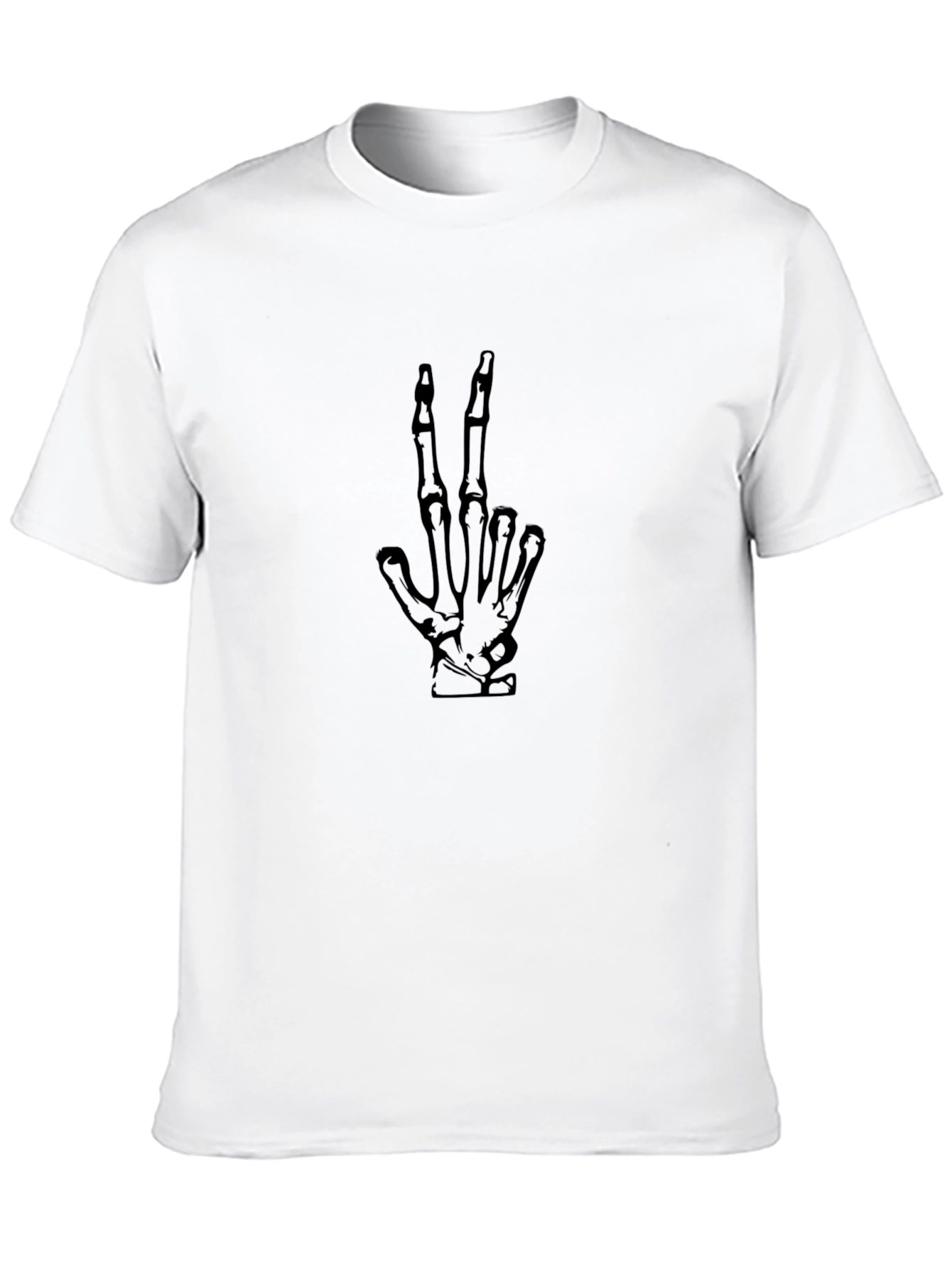 Skeleton Hand Peace Sign Black T-Shirt