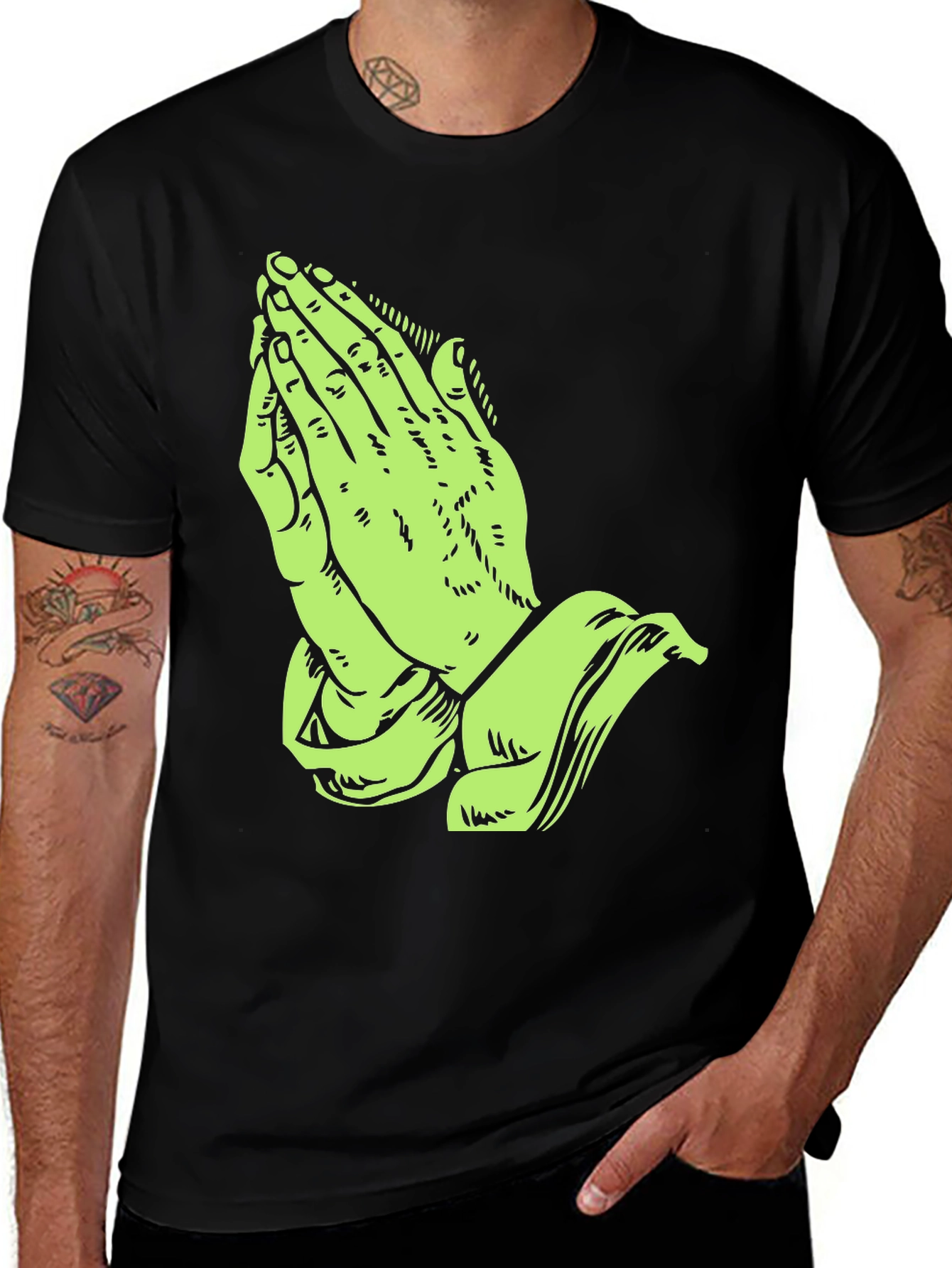 Praying Hands Graphic Print T-Shirt