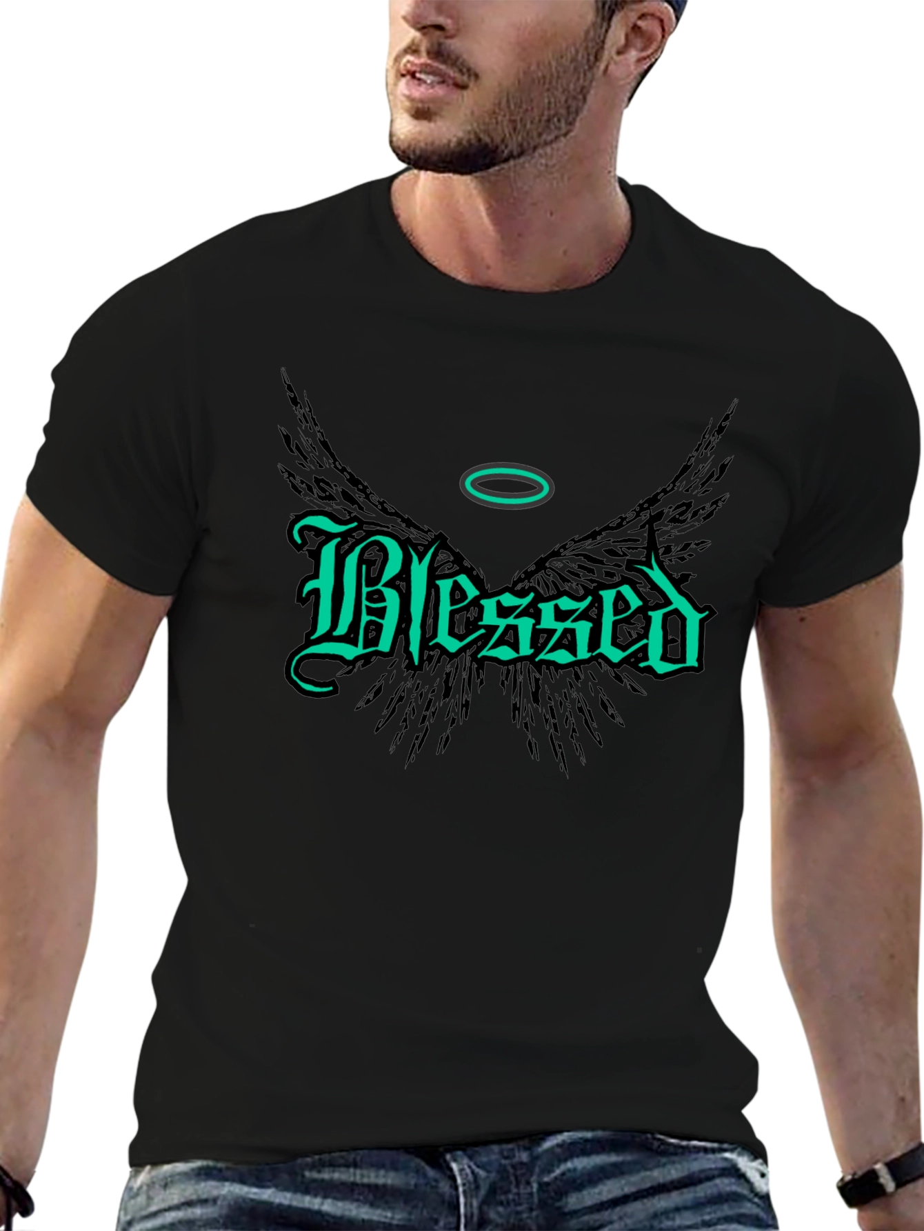 Blessed Wings Graphic Tee - Black