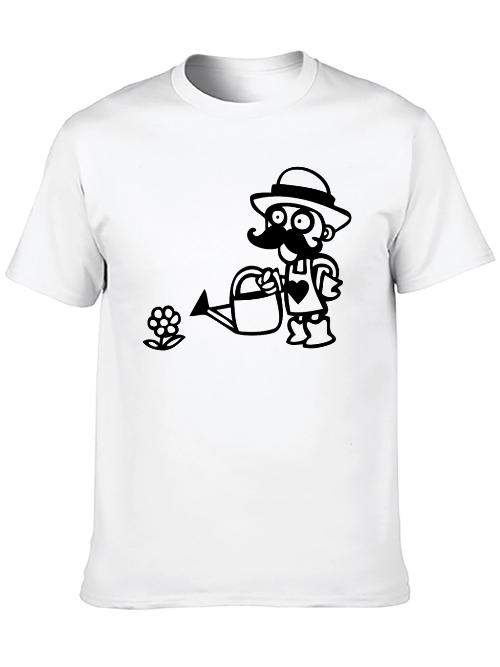 Gardener Cartoon Black T-Shirt