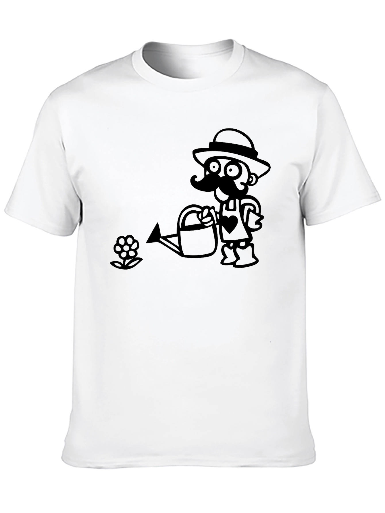 Gardener Cartoon Black T-Shirt