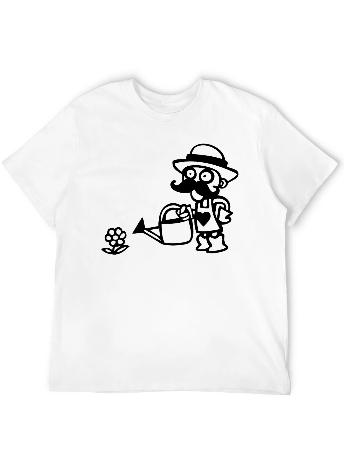 Gardener Cartoon Black T-Shirt