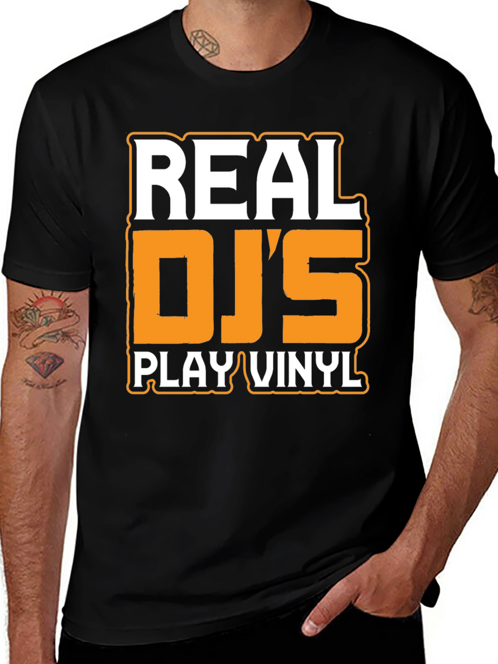 Real DJs Play Vinyl Black Graphic Tee