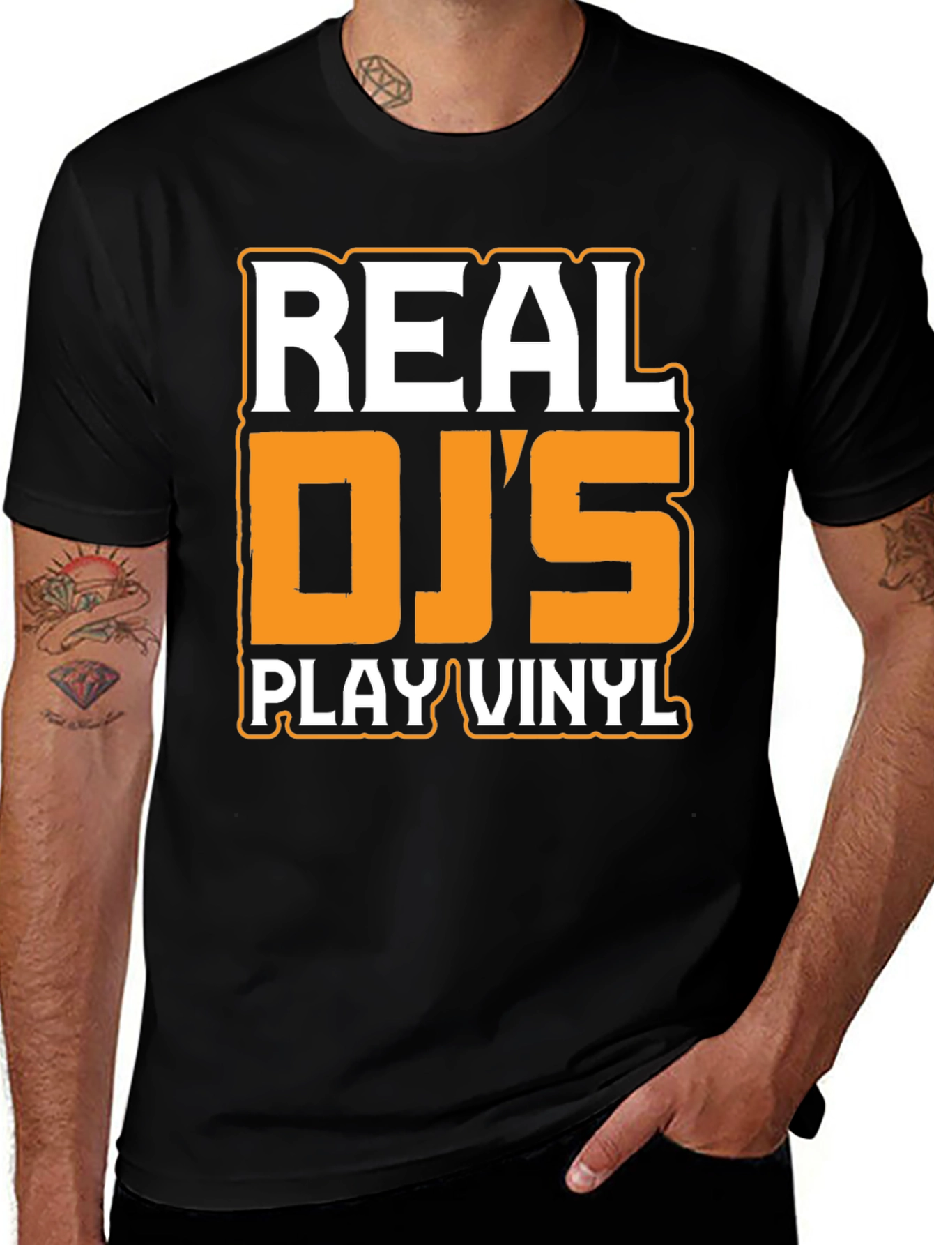 Real DJs Play Vinyl Black Graphic Tee
