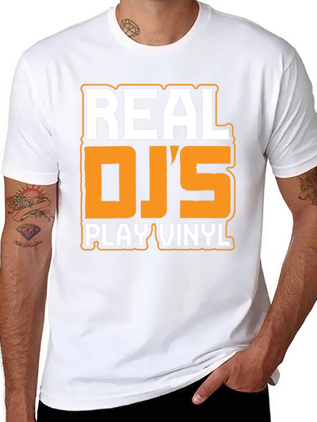 Real DJs Play Vinyl Black Graphic Tee