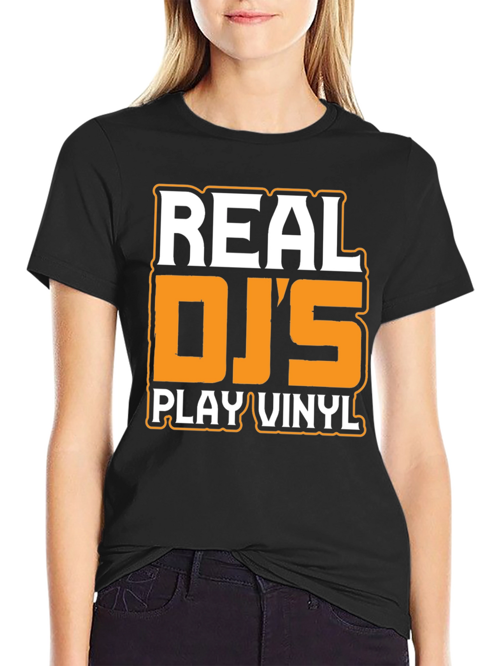 Real DJs Play Vinyl Black Graphic Tee