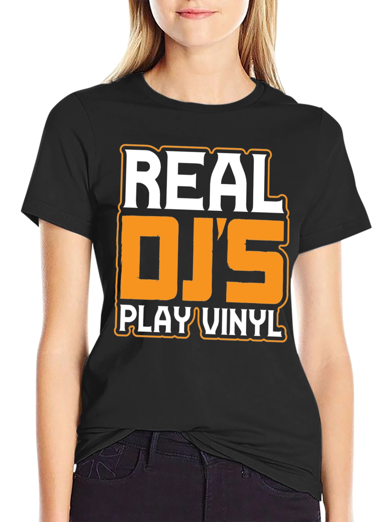 Real DJs Play Vinyl Black Graphic Tee